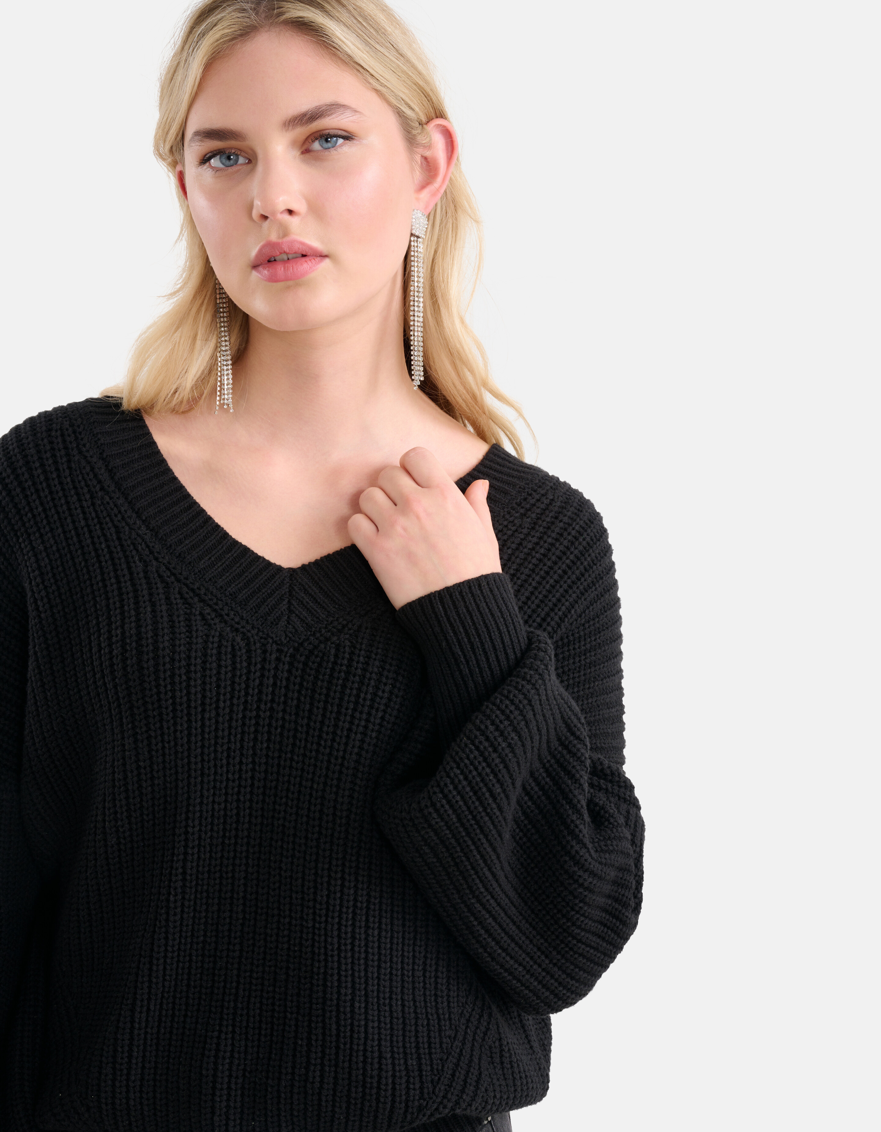 Pullover mit V-Ausschnitt Schwarz SHOEBY WOMEN