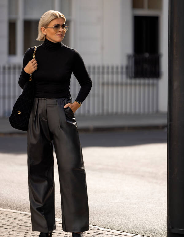 Vegane Leder Barrel-Fit-Hose Schwarz By Lonneke SHOEBY WOMEN