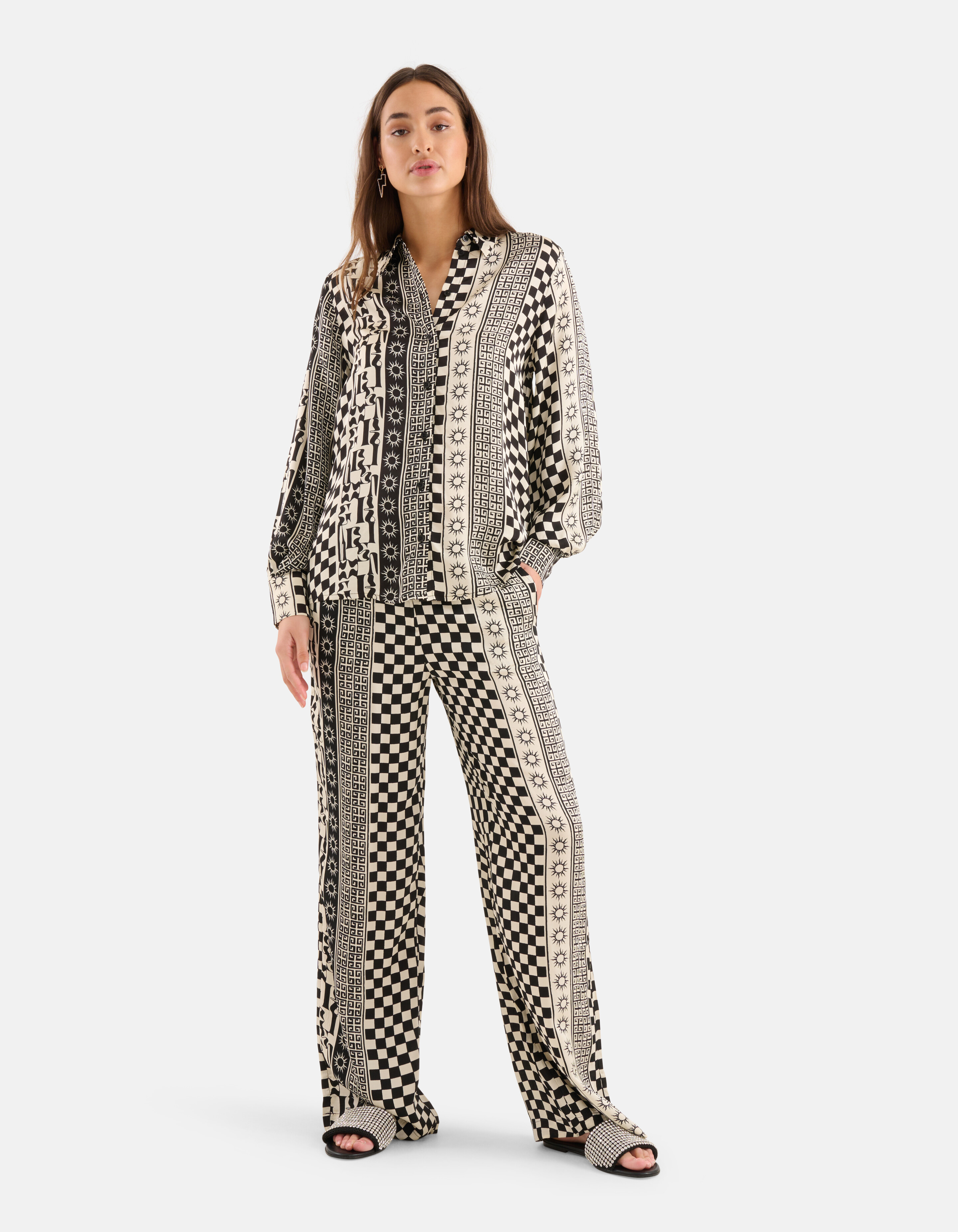 Bedruckte Bluse Schwarz/ Off-white SHOEBY WOMEN