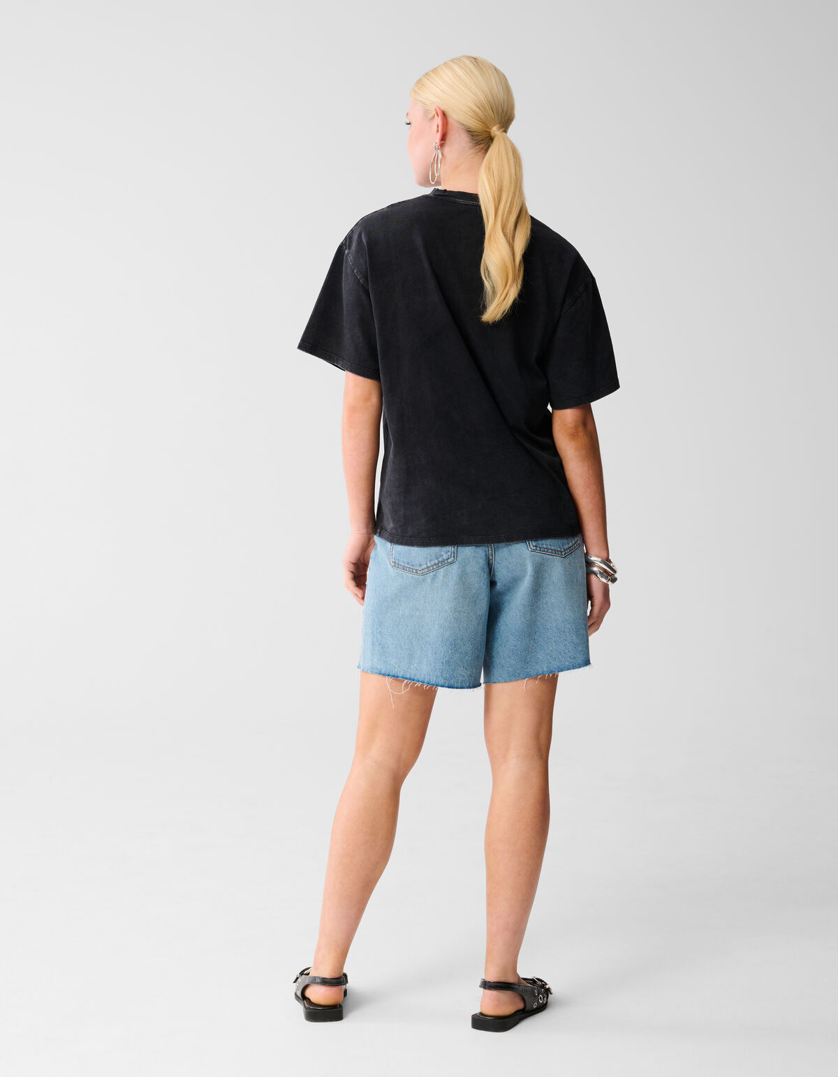 Perlengewaschenes T-shirt Dunkelgrau SHOEBY WOMEN