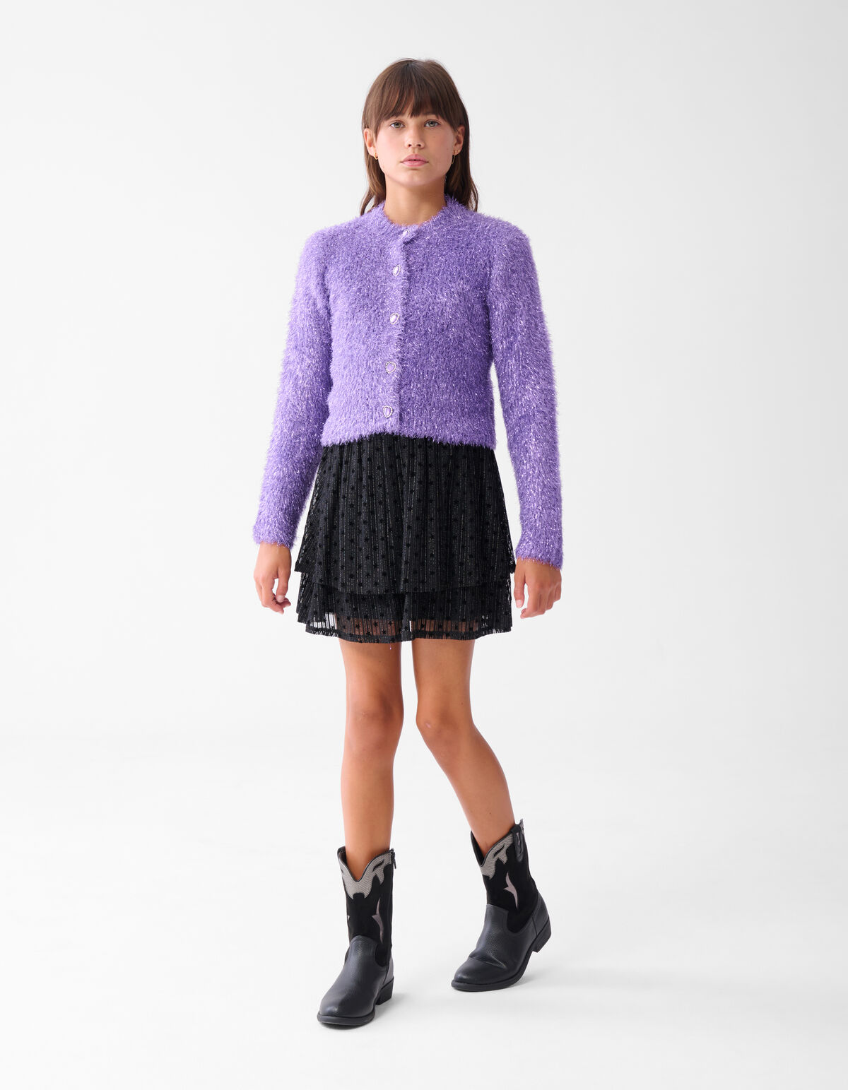Flauschige Glitzerstrickjacke Lila SHOEBY GIRLS