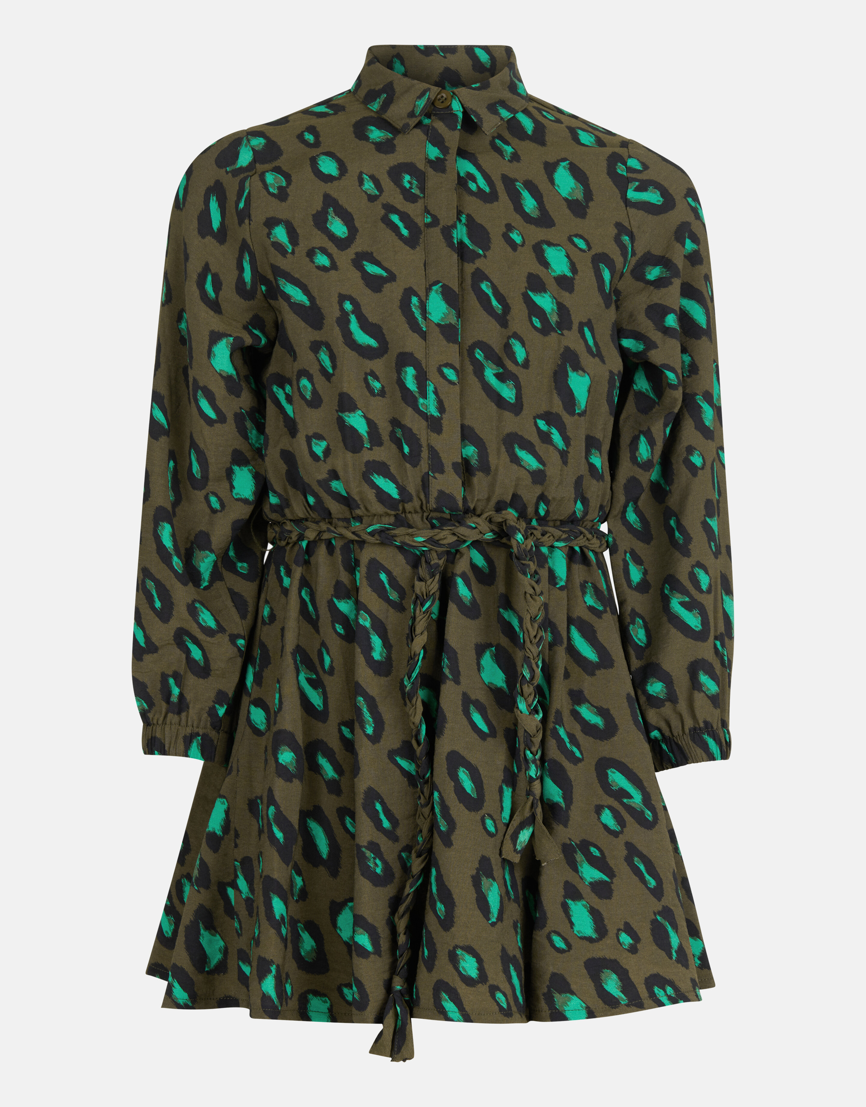 Kleid mit Leopardenmuster Dunkelgrün SHOEBY GIRLS