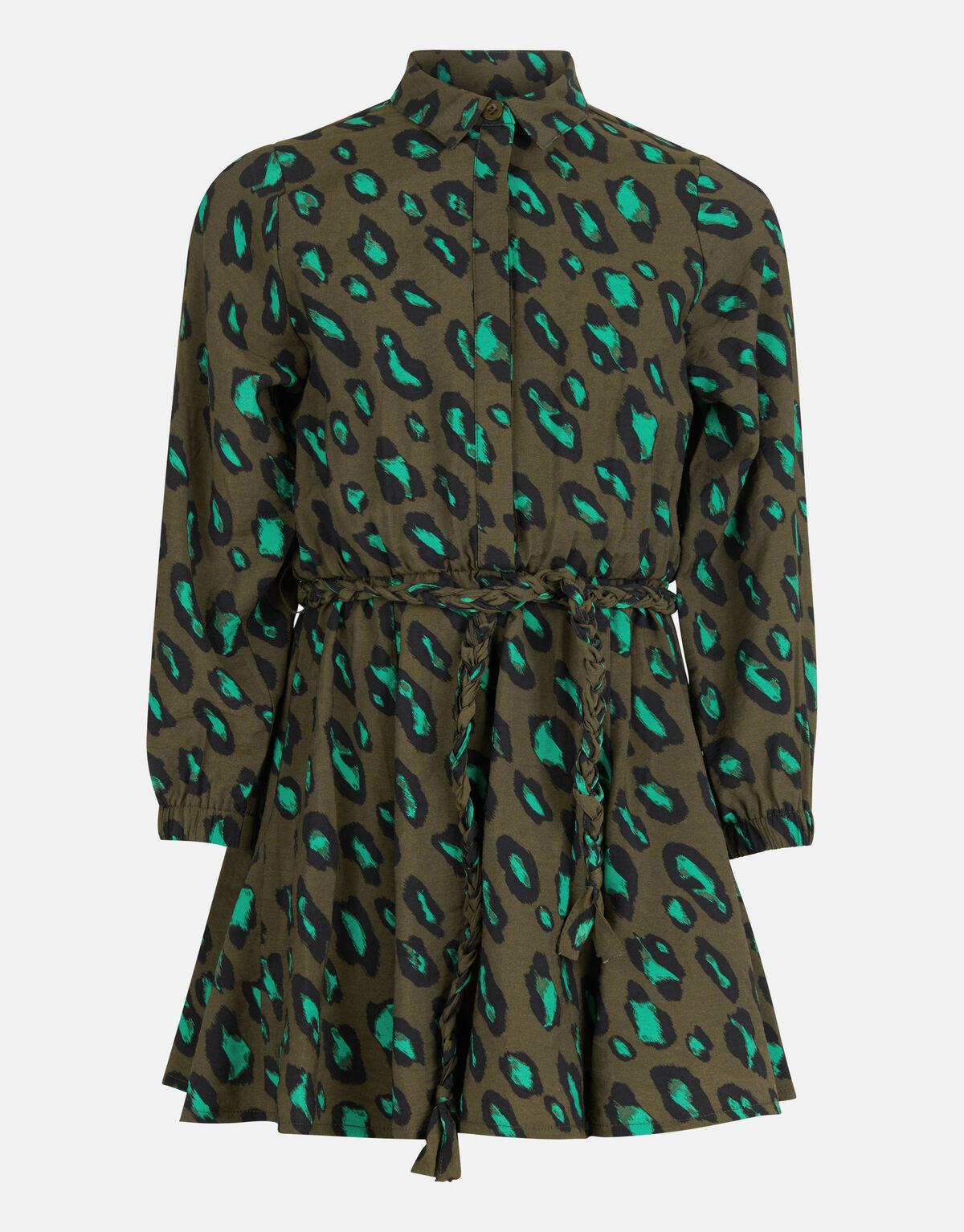 Kleid mit Leopardenmuster Dunkelgrün SHOEBY GIRLS