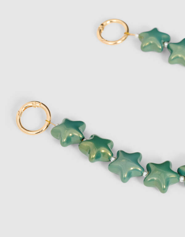 Perlenbesetzte Ster Kordel Gr&uuml;n SHOEBY ACCESSOIRES