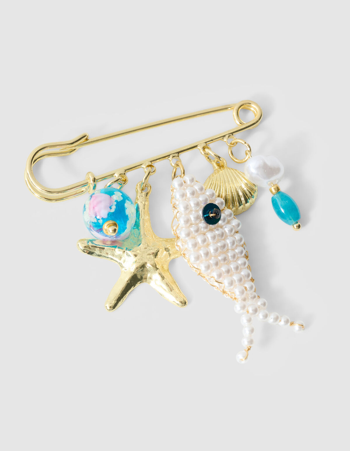 Pin Fisch Brosche Gebrochen Wei&szlig; SHOEBY ACCESSOIRES