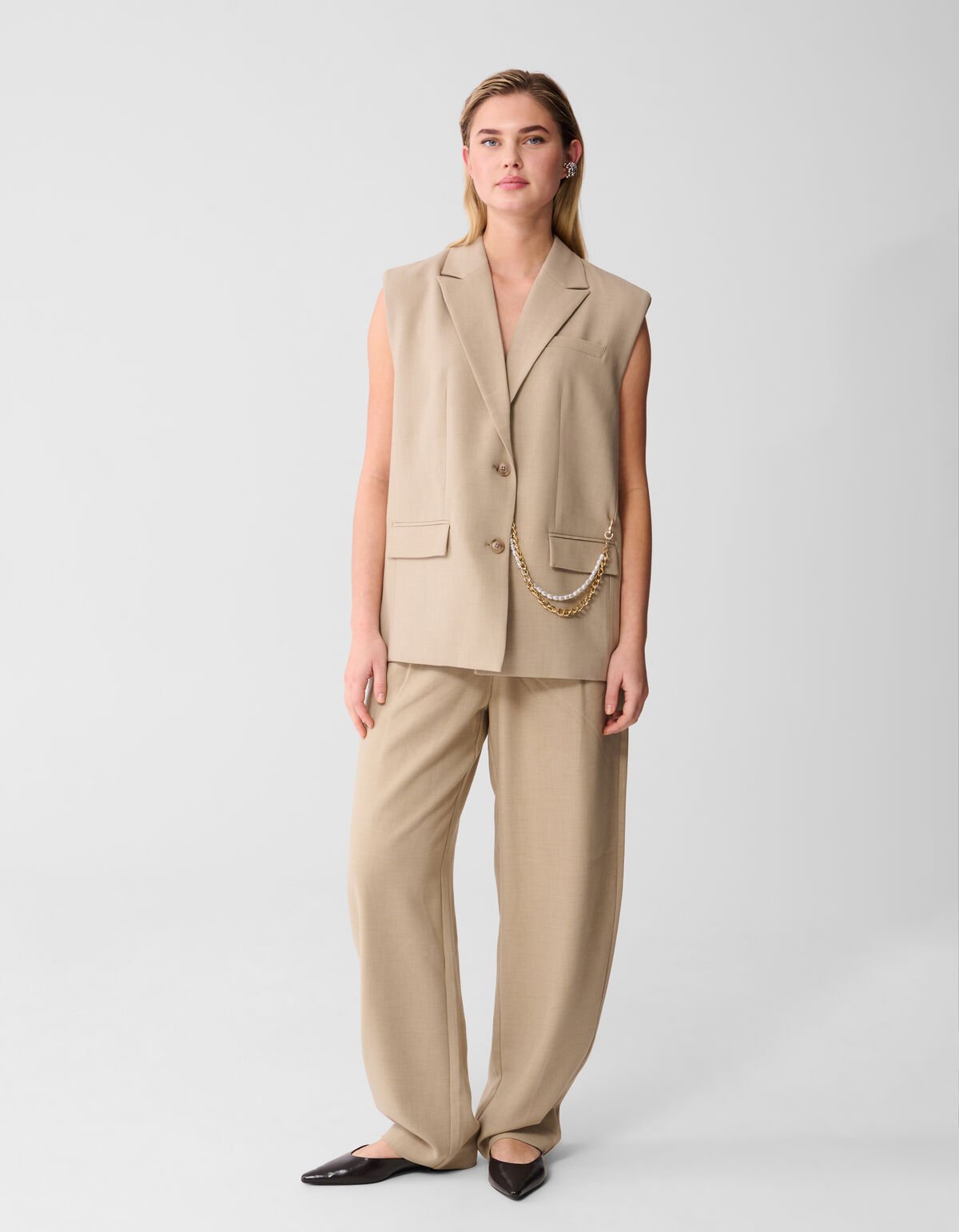 Ärmelloser Blazer mit Kettenmuster, Sand SHOEBY WOMEN