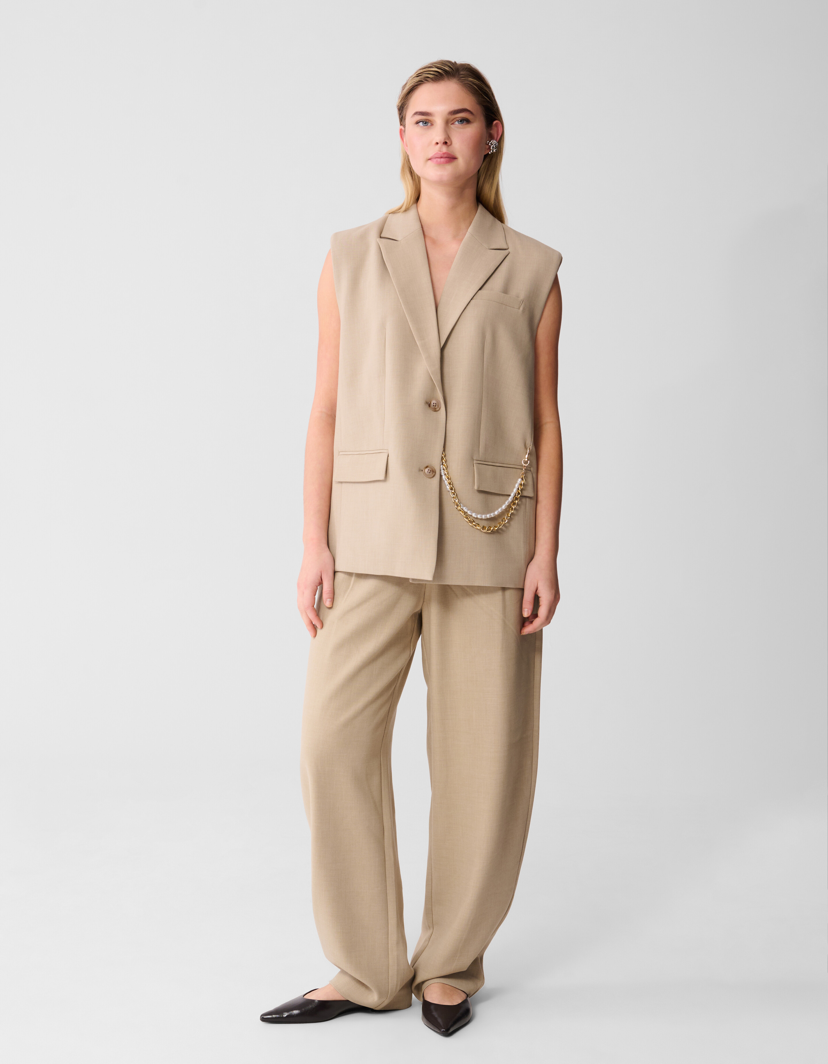 Ärmelloser Blazer mit Kettenmuster, Sand SHOEBY WOMEN