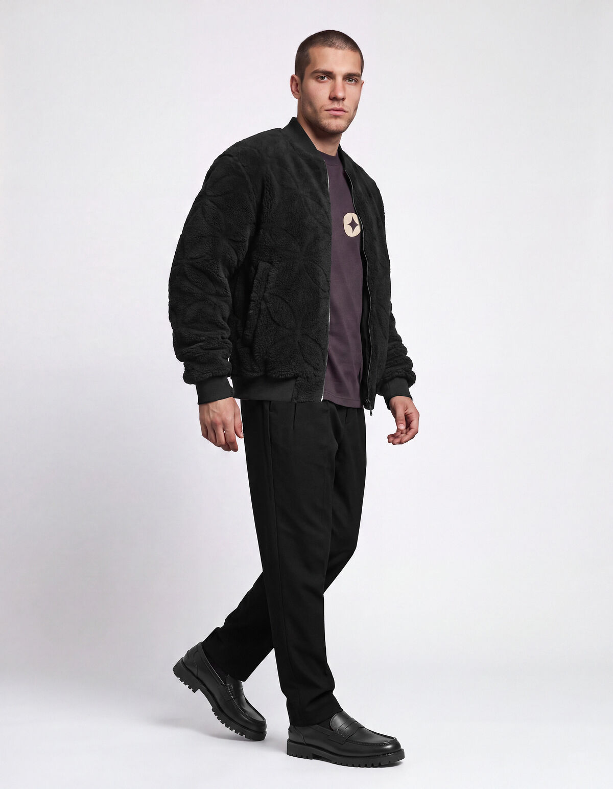 Teddy Jacquard Bomberjacke Dunkelgrau SHOEBY MEN