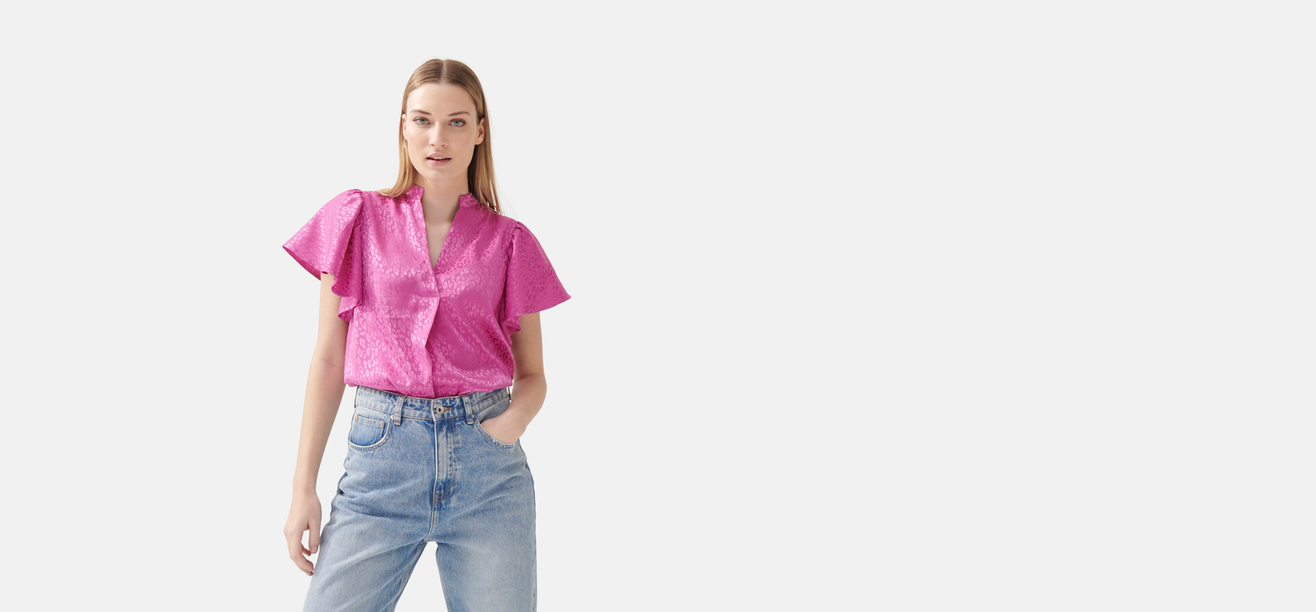 Jacquard-Rüschenbluse Rosa von Fred SHOEBY WOMEN
