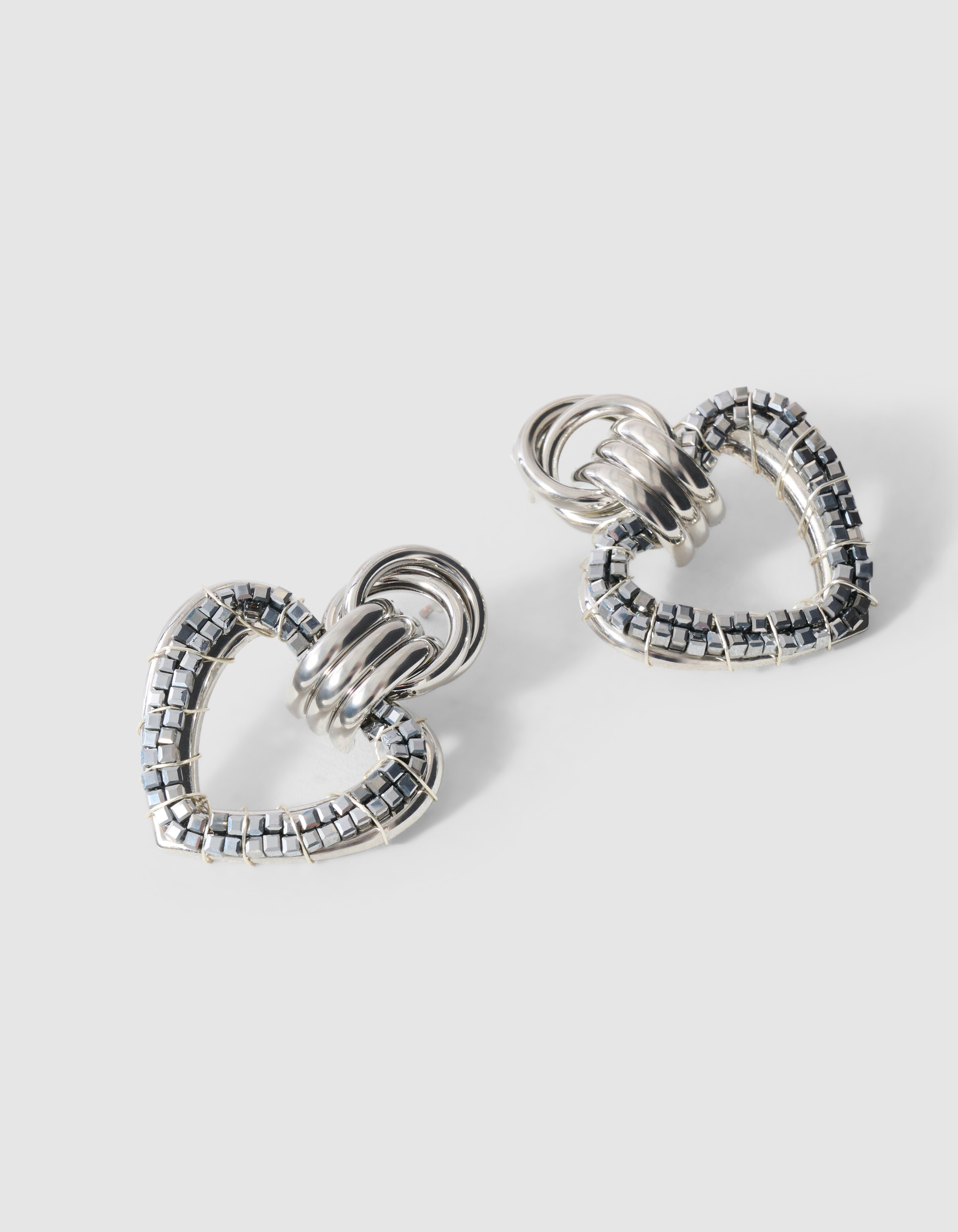 Perlenherz-Ohrringe Silber SHOEBY ACCESSOIRES
