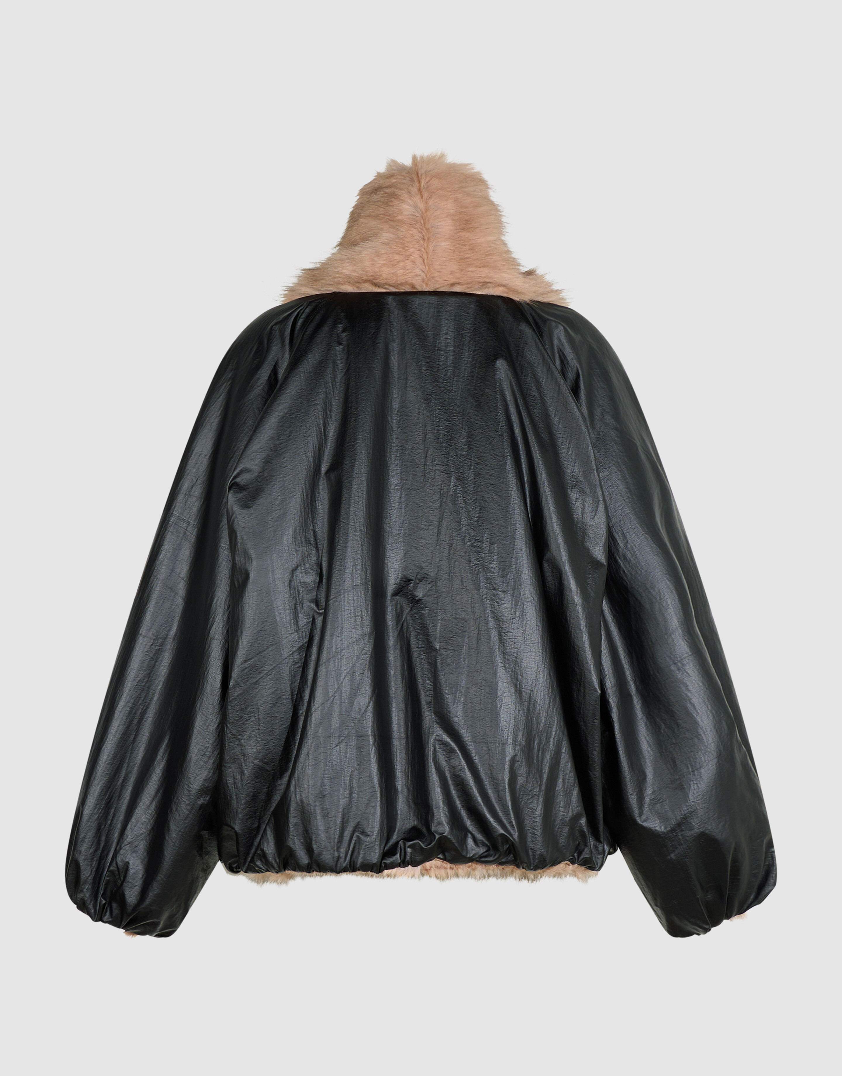 Reversible Nylon Faux Fur Jacke Schwarz By Anna SHOEBY WOMEN