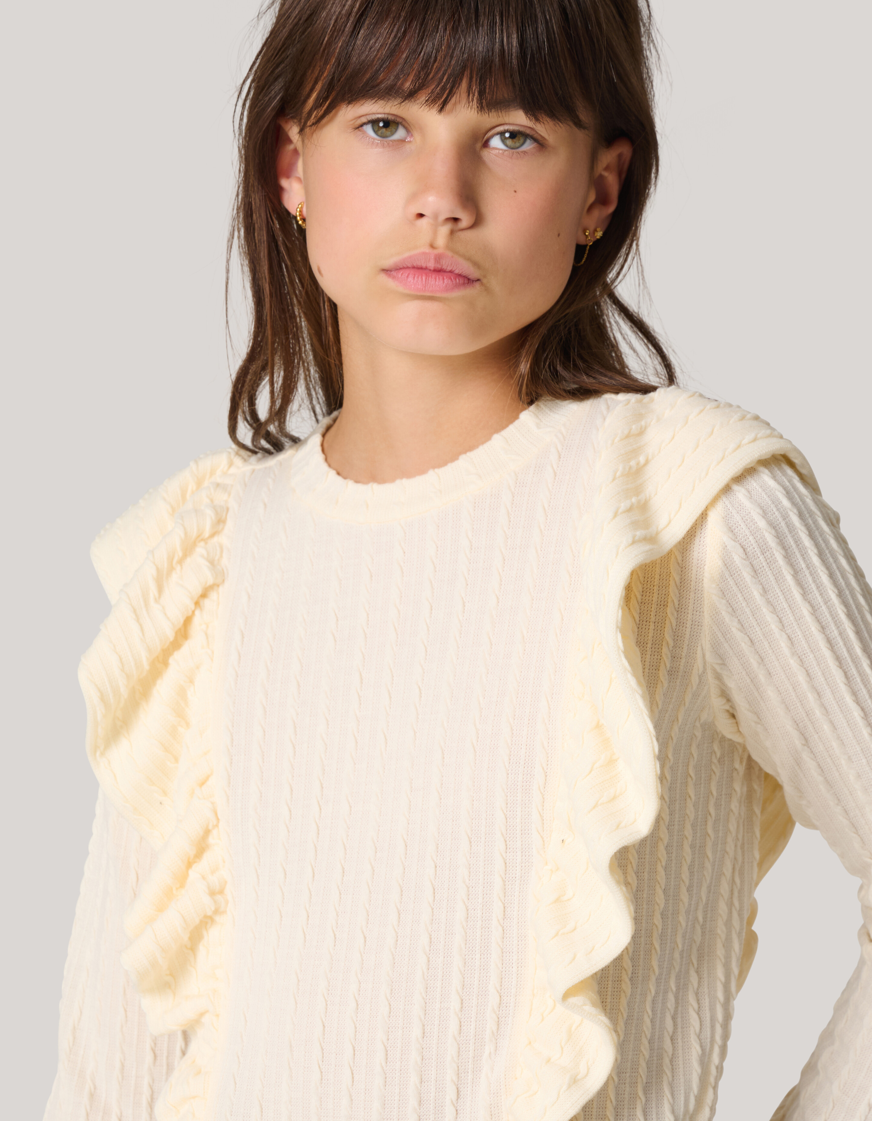 Kabel-Rüschen-Top Off White SHOEBY GIRLS