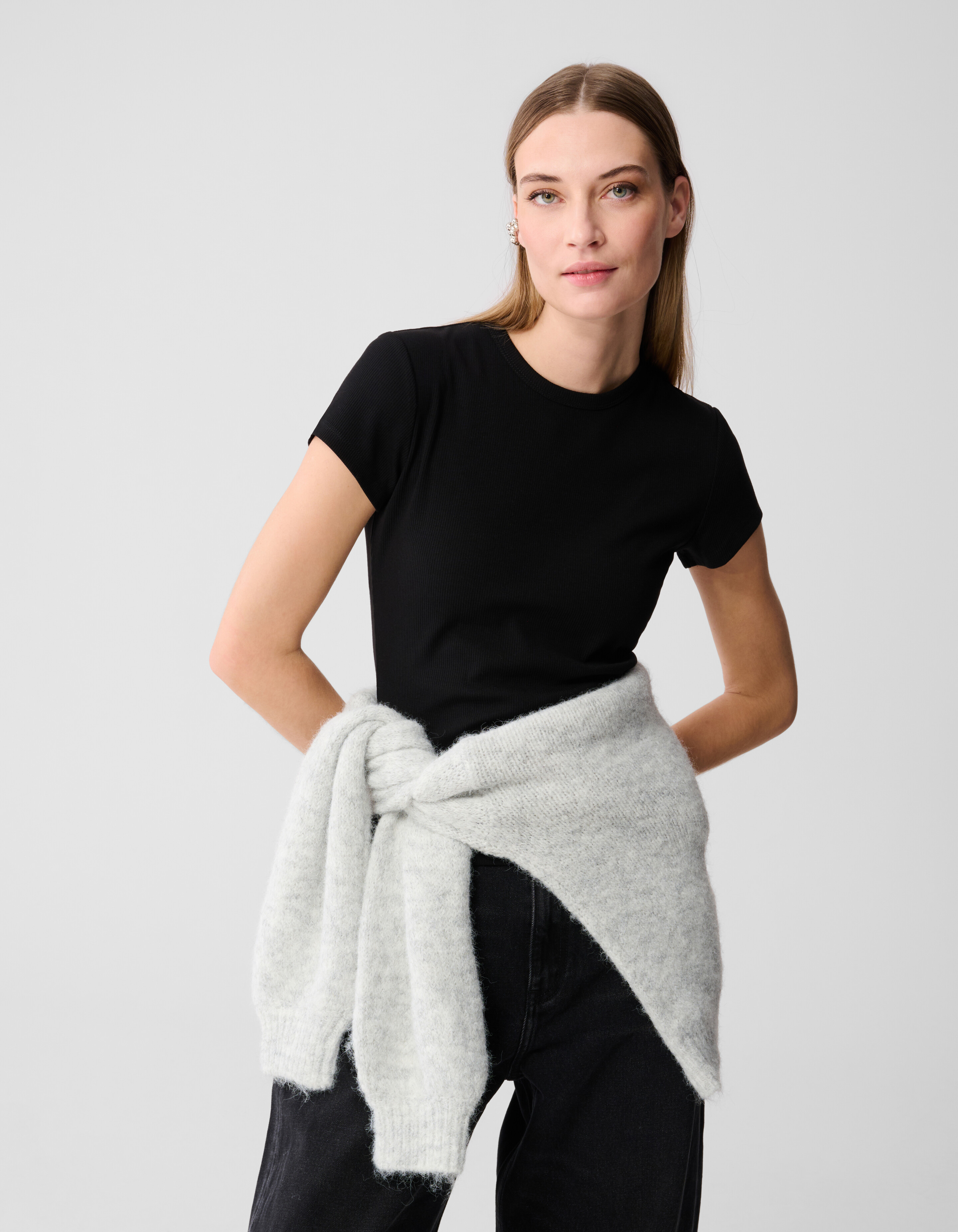 Schwarz geripptes T-Shirt SHOEBY WOMEN