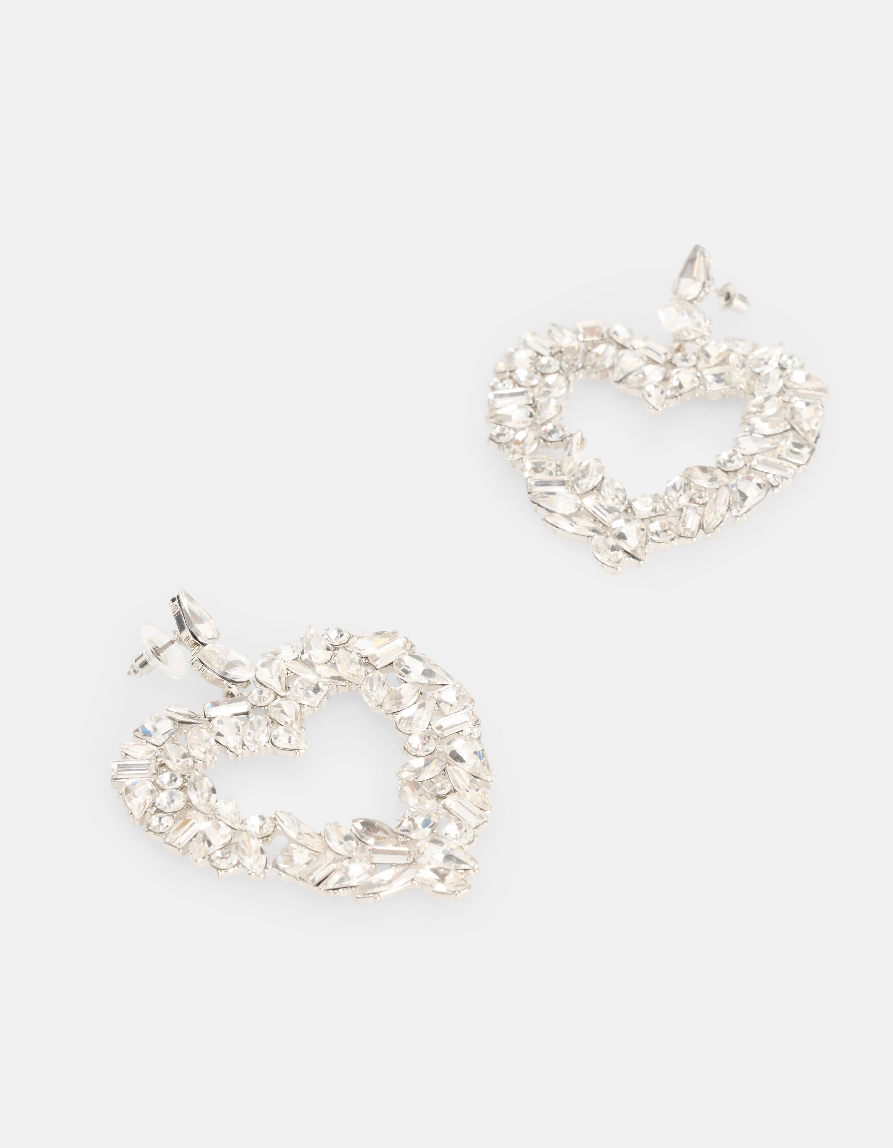 Herz-Ohrringe mit Strasssteinen Silber SHOEBY ACCESSOIRES