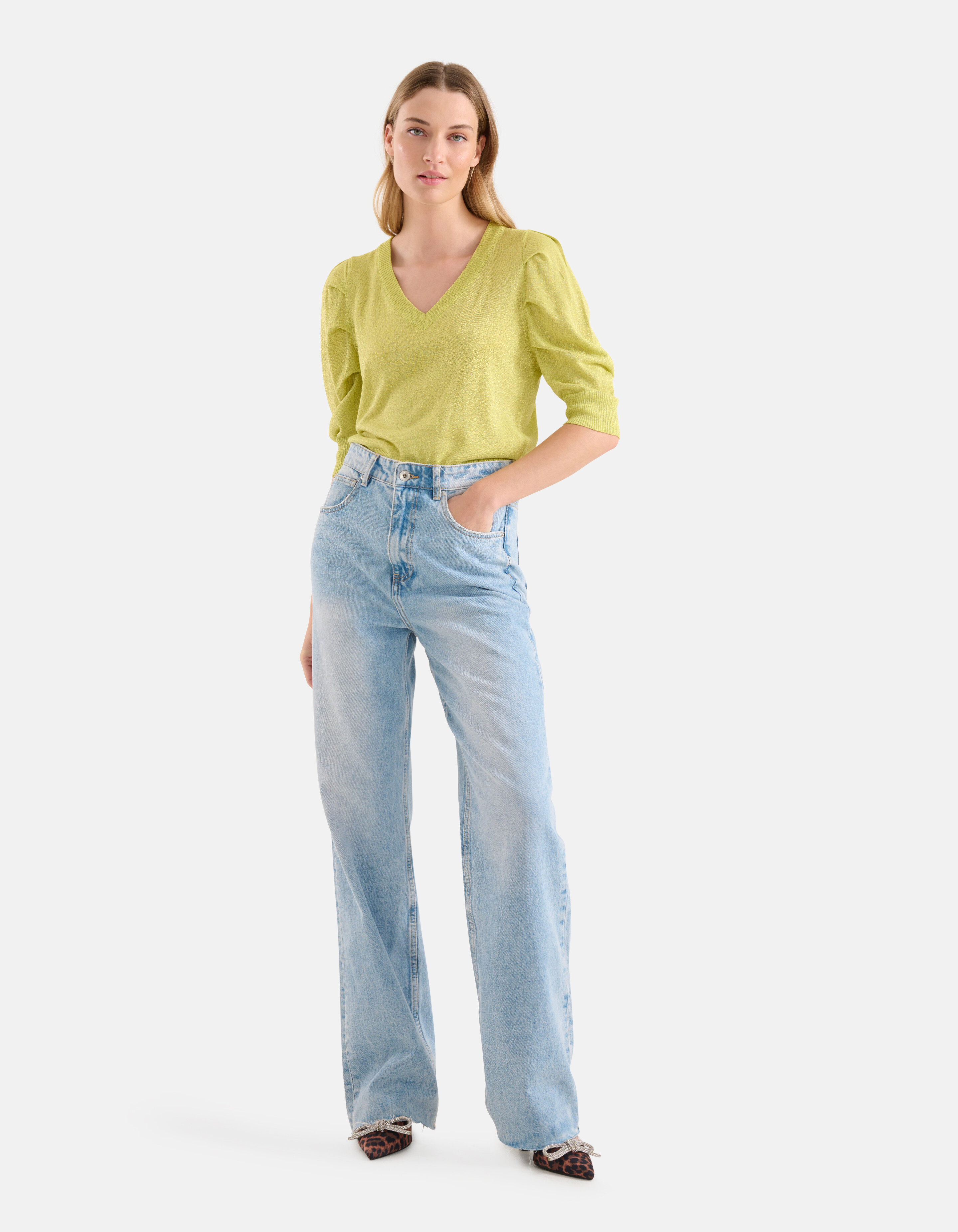 Glitzer Pullover Limettengrün SHOEBY WOMEN