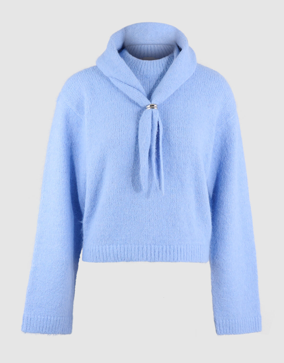 Fluffy Scarf Gebreide Trui Blauw SHOEBY WOMEN