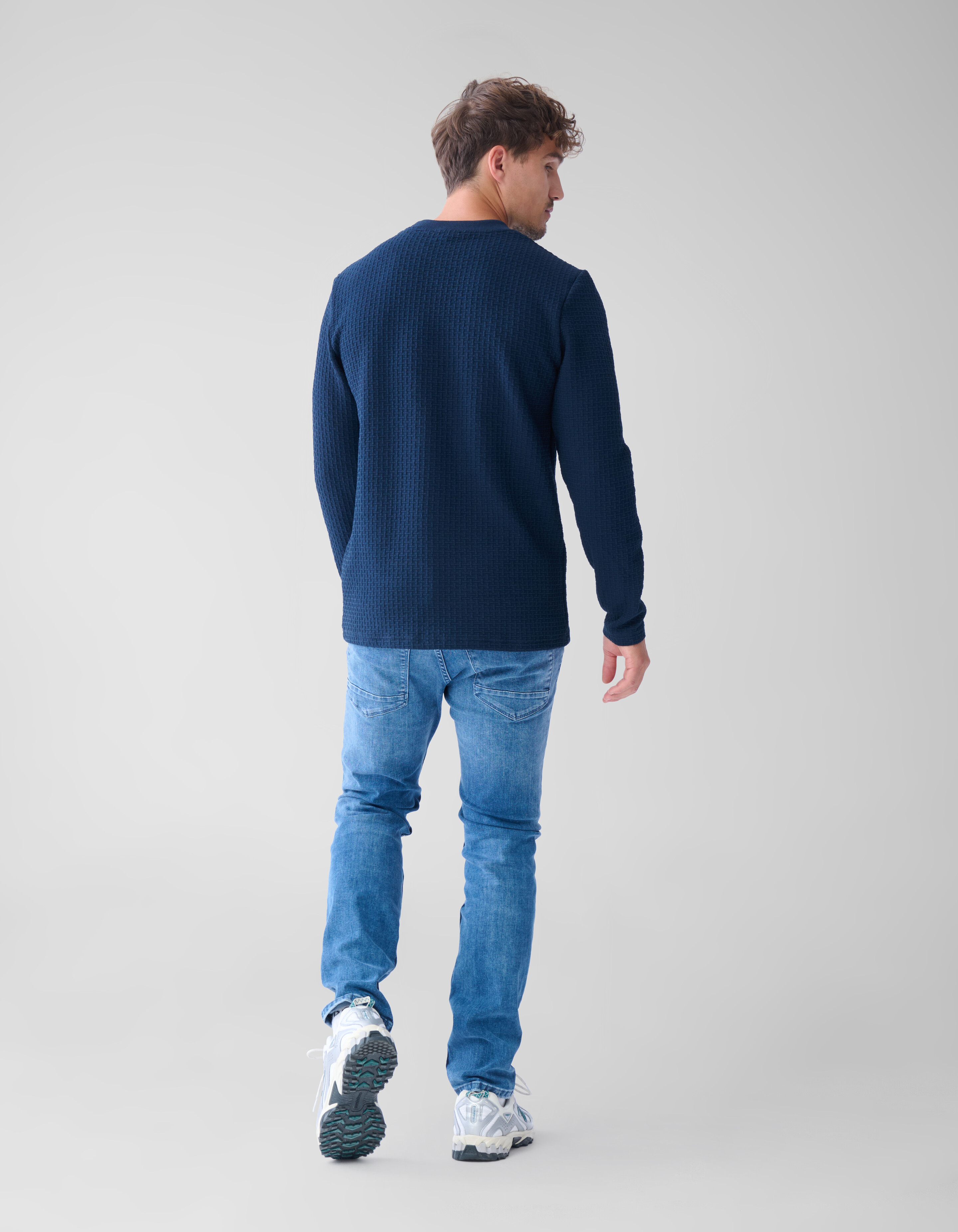 Struktur-Taschen-Pullover Dunkelblau SHOEBY MEN