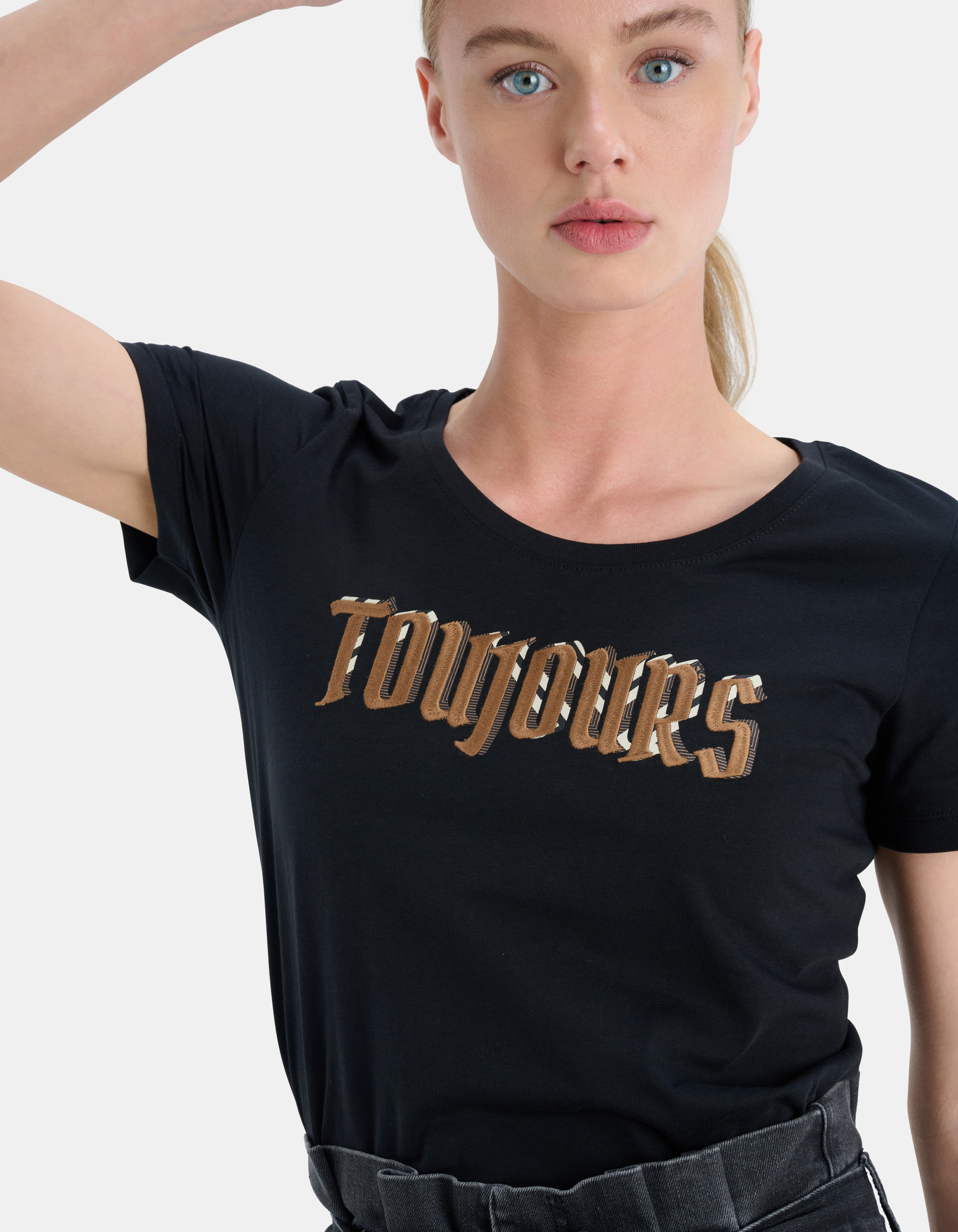 T-Shirt mit Textdruck Schwarz SHOEBY WOMEN