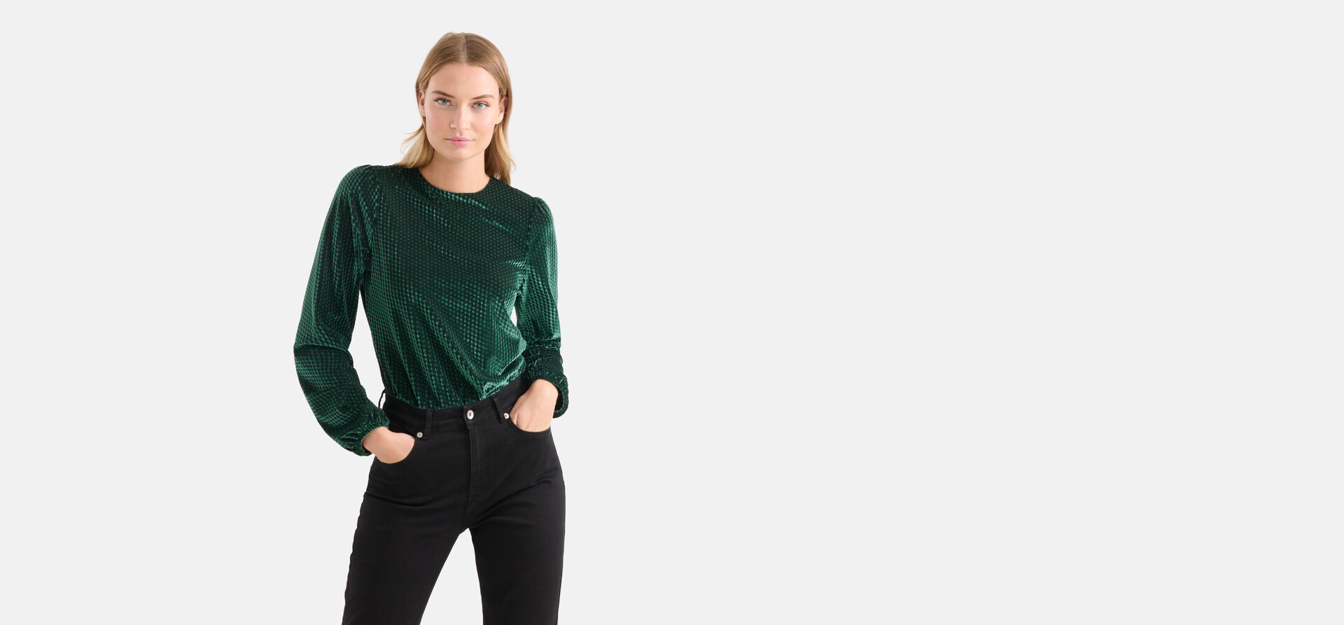 Samt-Top Dunkelgrün SHOEBY WOMEN