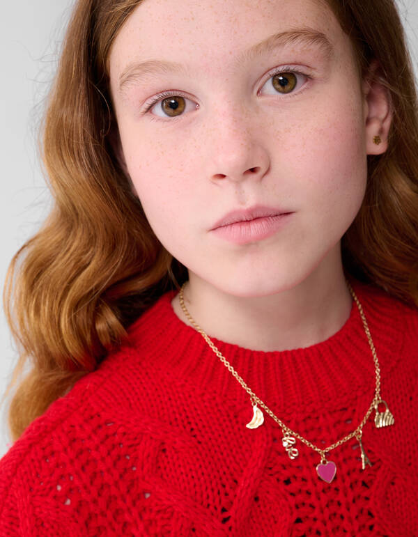 Zopfmusterpullover mit Schleife Rot SHOEBY GIRLS