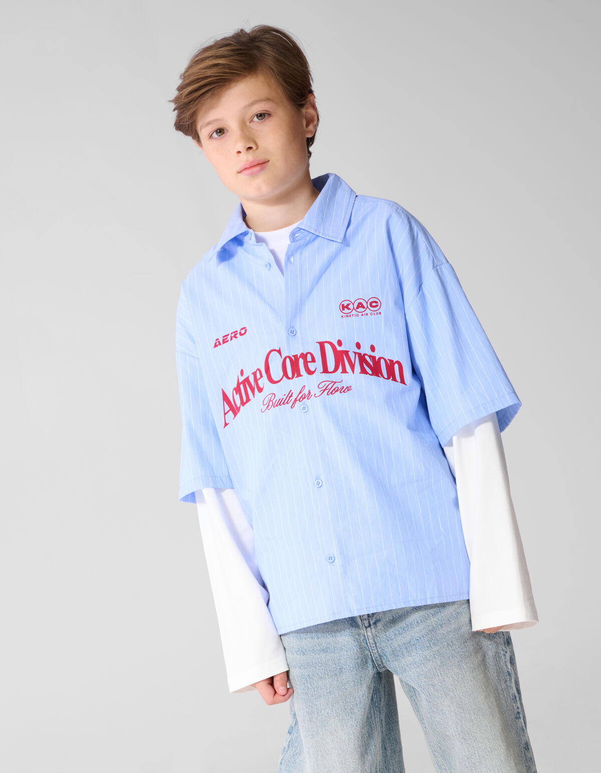 Popelinshirt Mit Doppelten &Auml;rmeln Blau SHOEBY BOYS