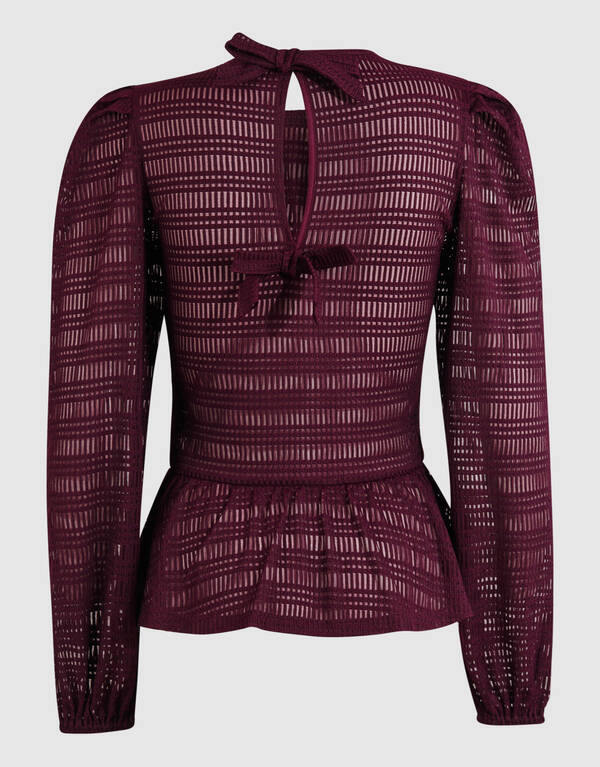 Bluse mit Mesh-Struktur, dunkelrot SHOEBY WOMEN