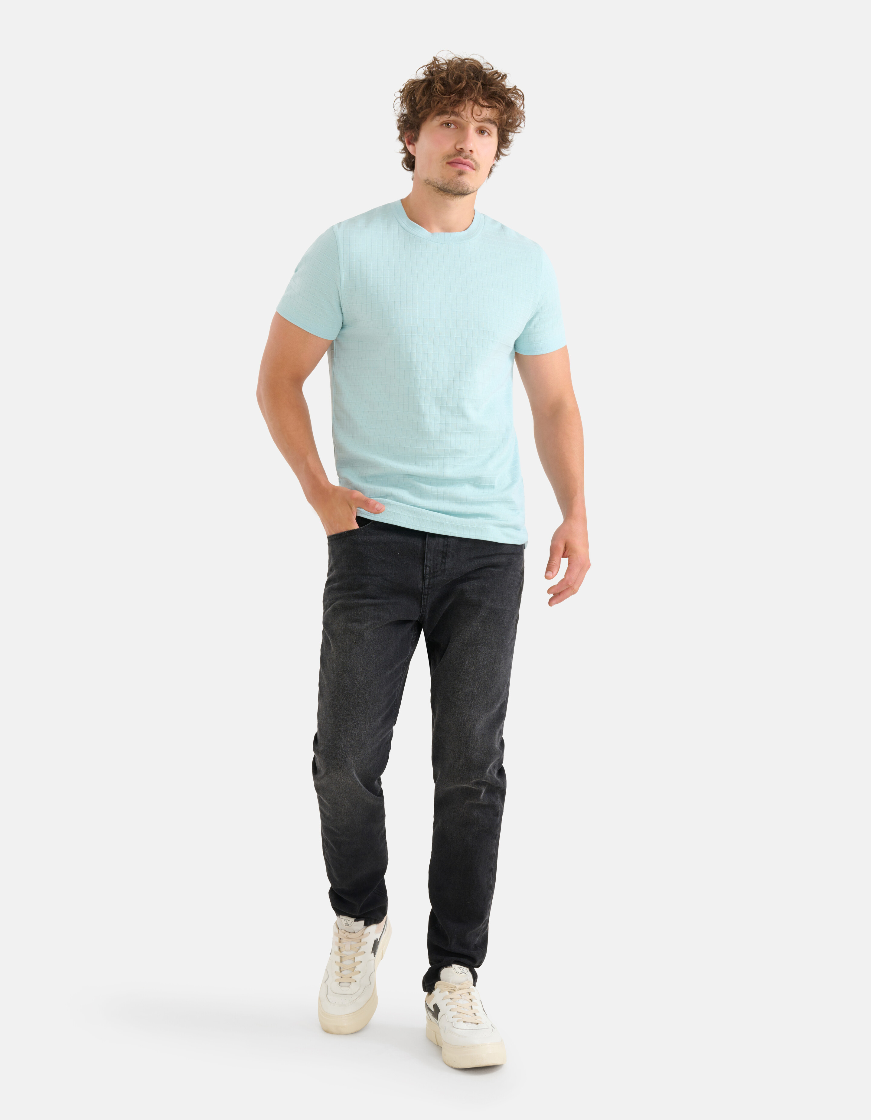 Struktur-T-Shirt Hellgrün SHOEBY MEN