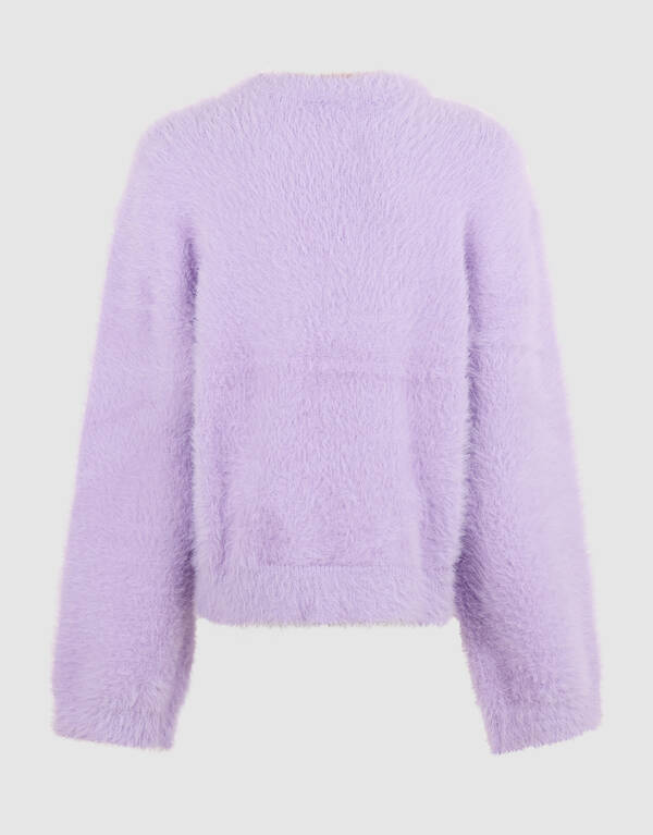 Flauschige Varsity Strickpullover Helllila SHOEBY GIRLS