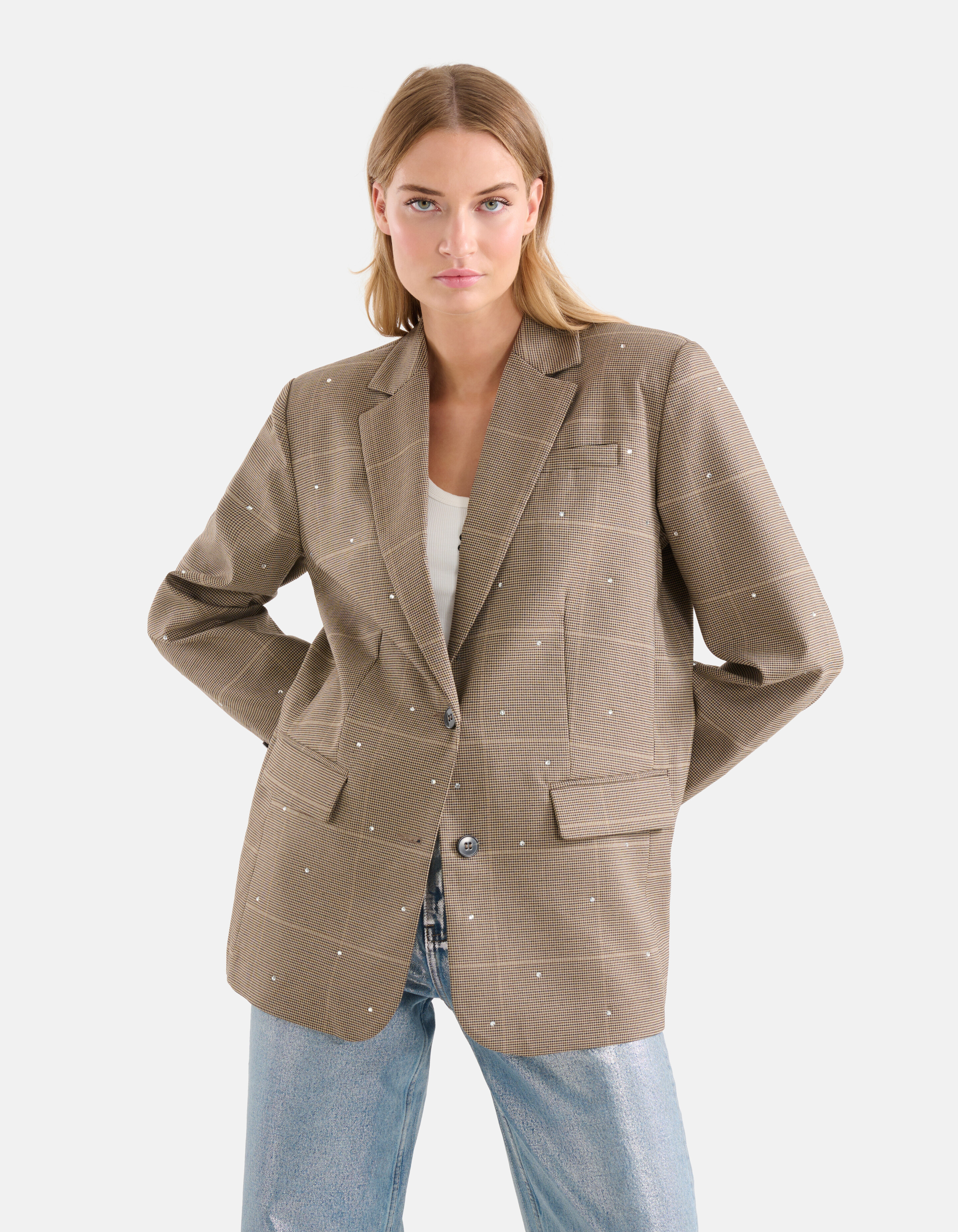Strass-Karierter Blazer Braun SHOEBY WOMEN