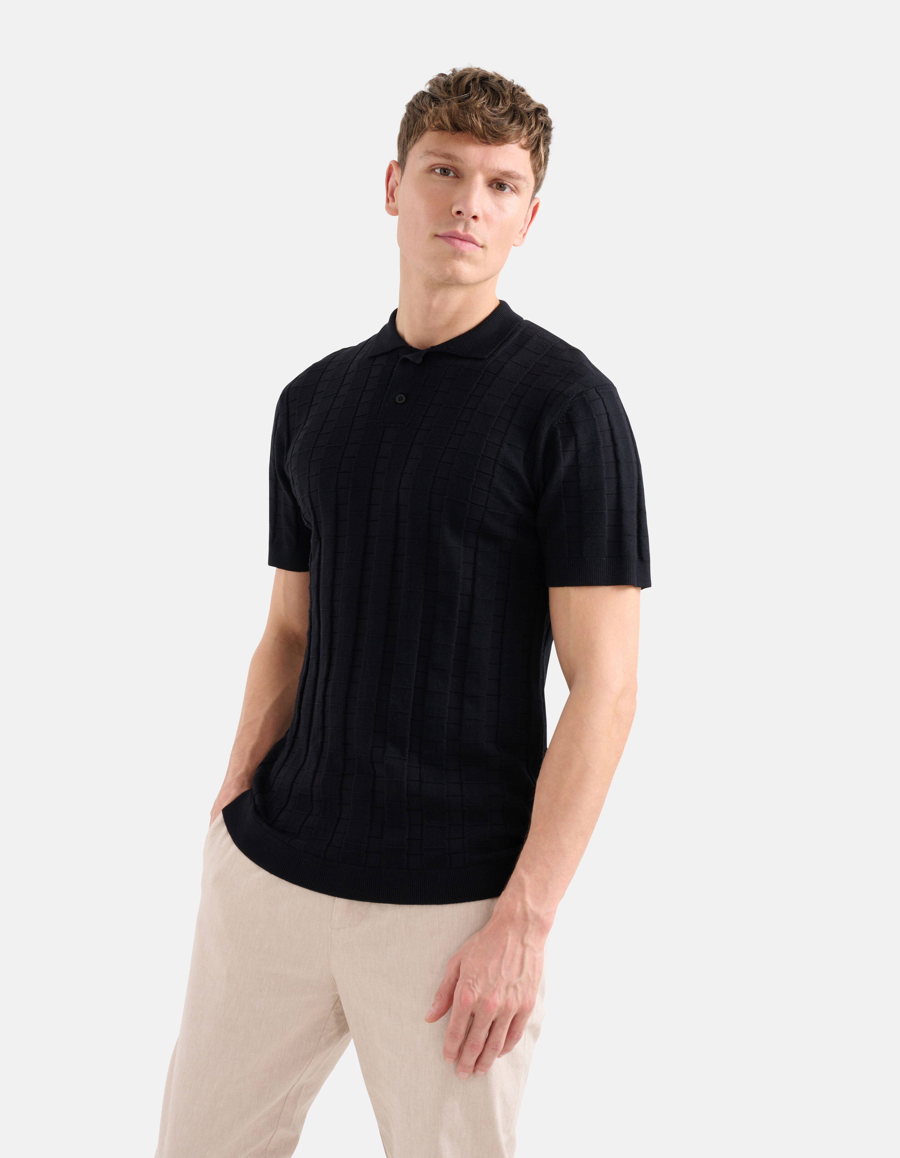 Blockstruktur-Polo Schwarz SHOEBY MEN