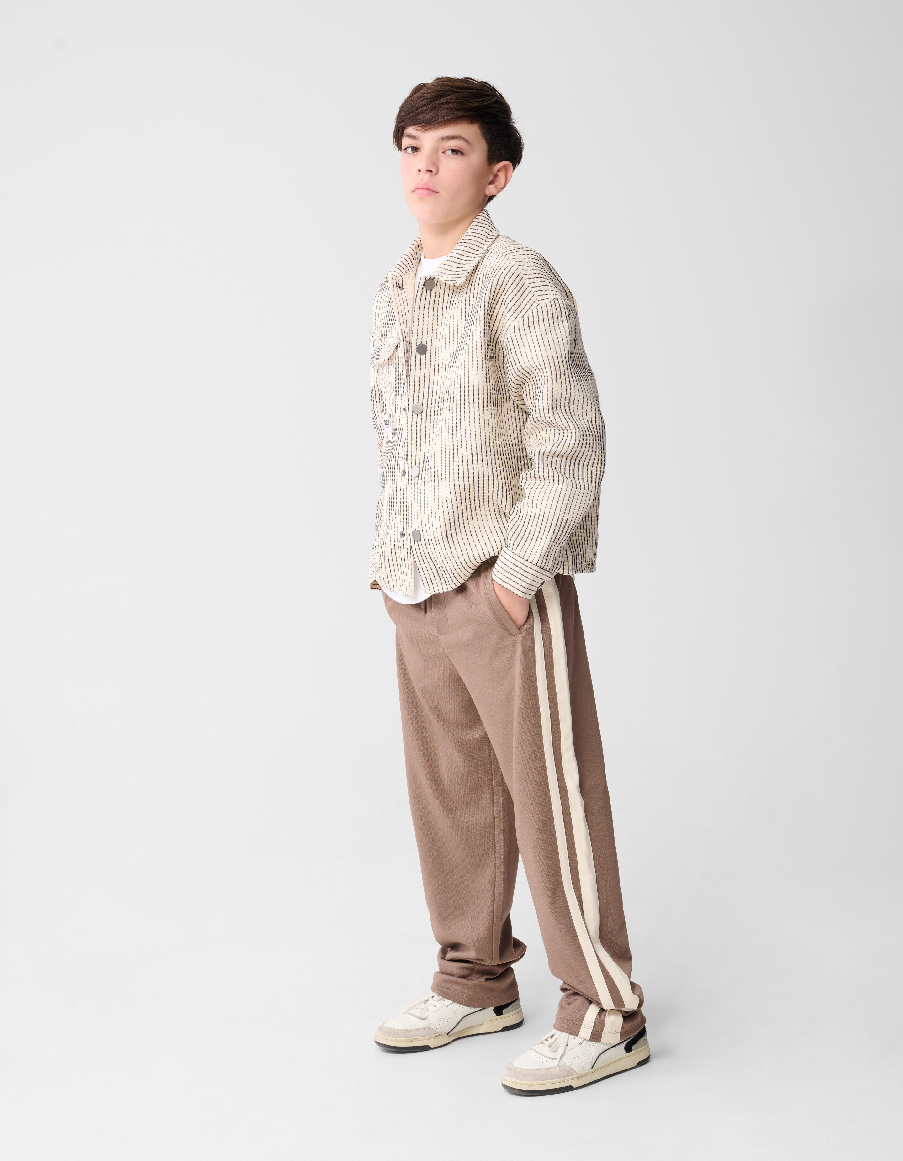 Waffle-Stripe-Overshirt Gebrochen Wei&szlig; SHOEBY BOYS