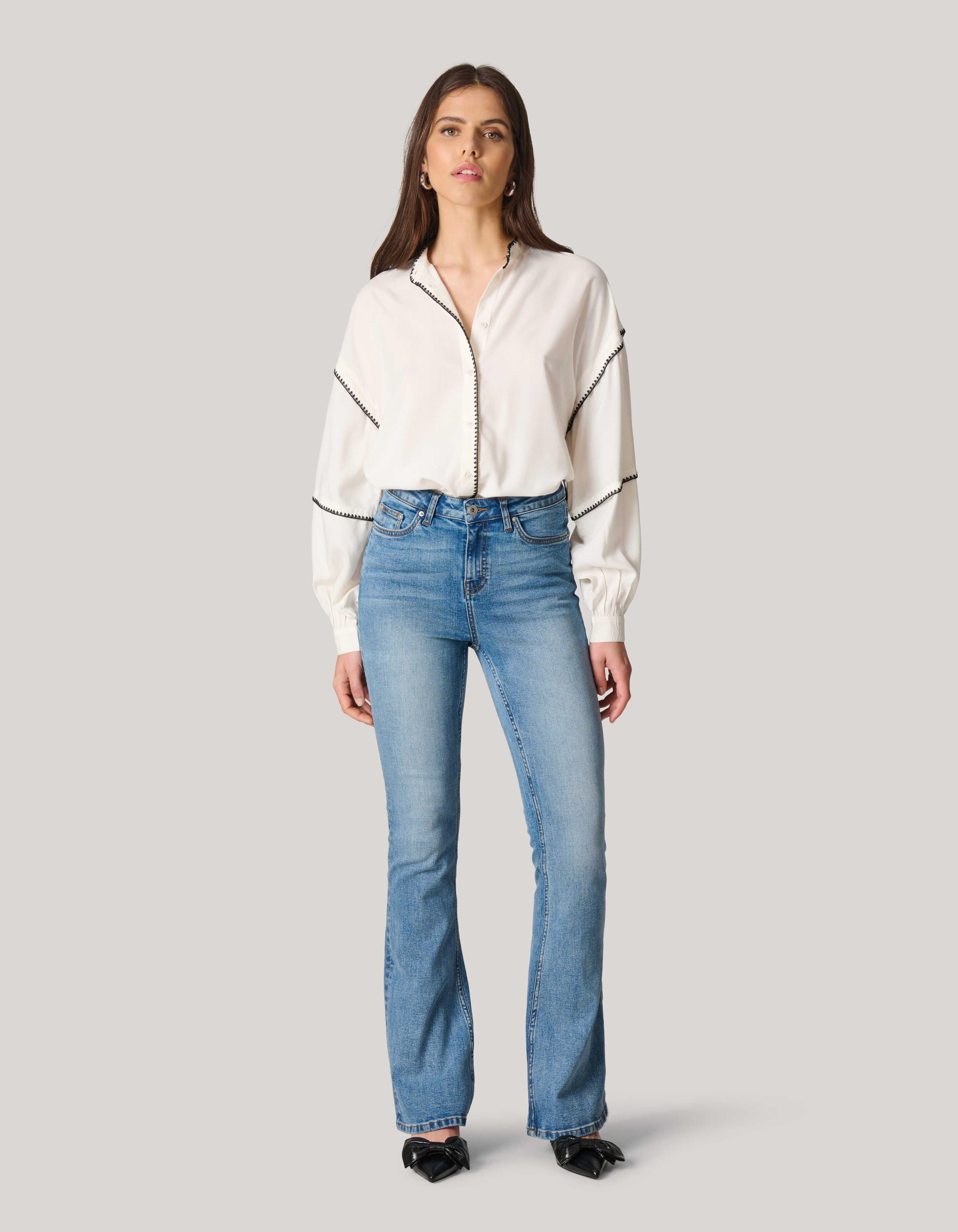 Stickerei Bluse Wit SHOEBY WOMEN