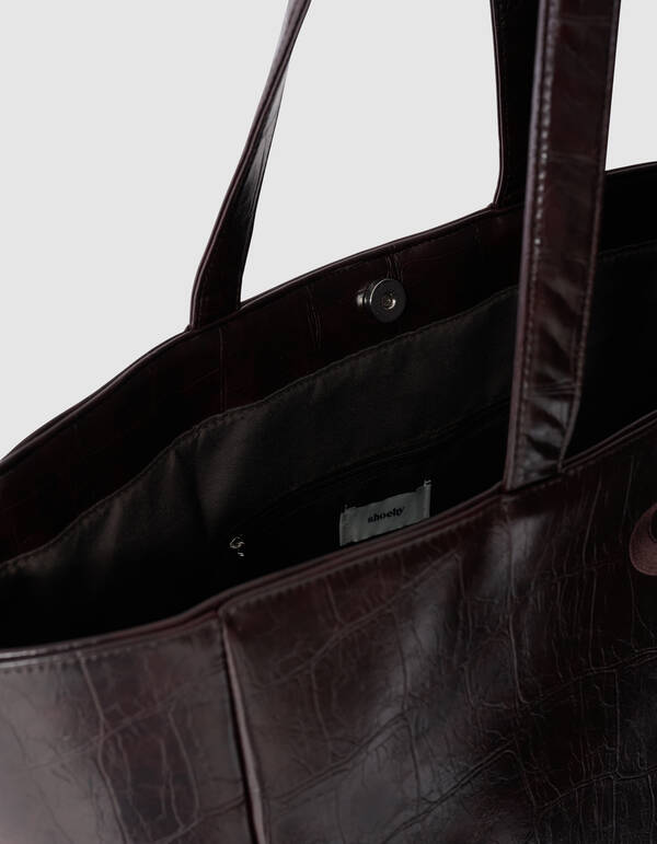 Croco Logo Shopper Dunkelbraun SHOEBY ACCESSOIRES