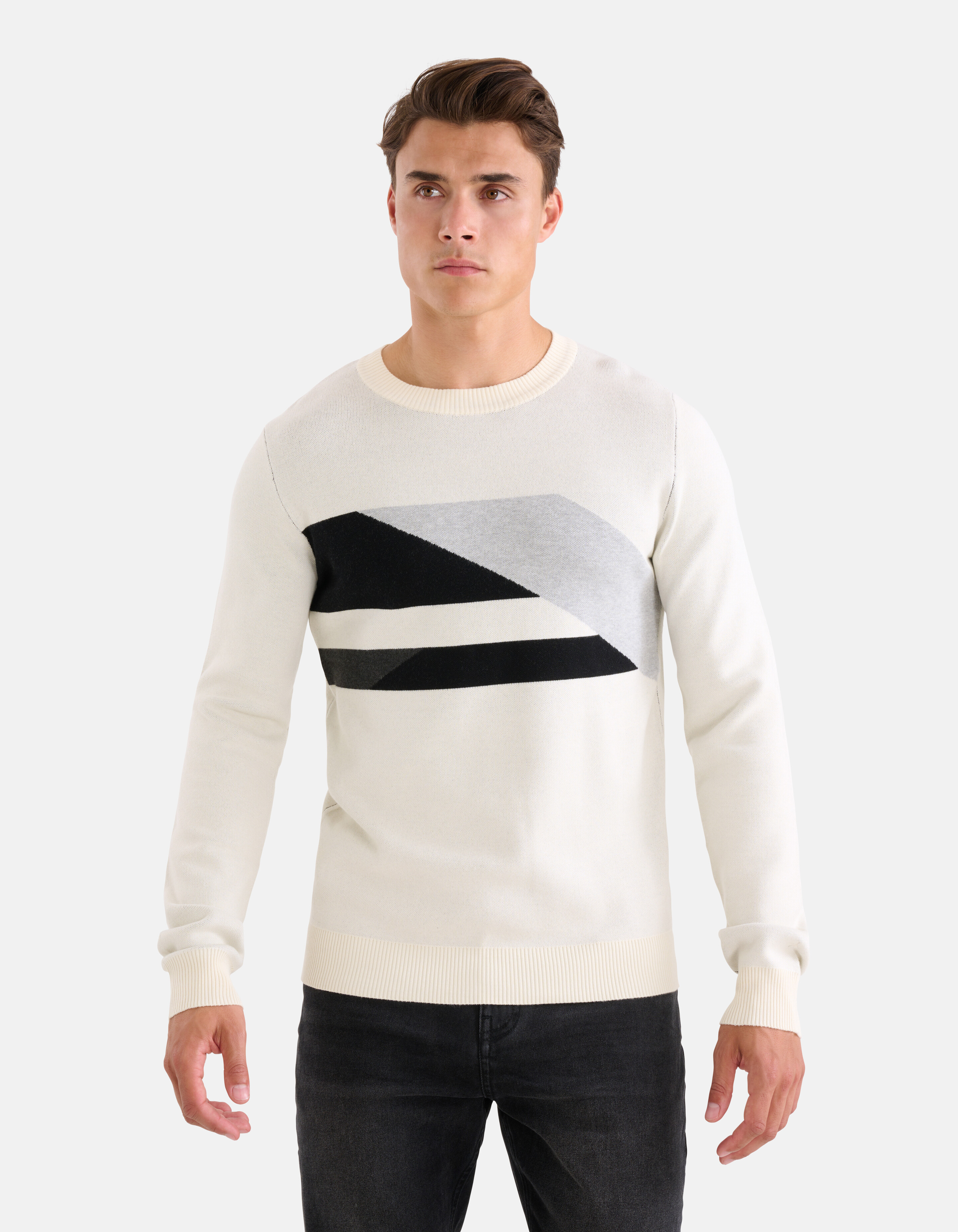 Grafik-Jacquard-Pullover Off White SHOEBY MEN