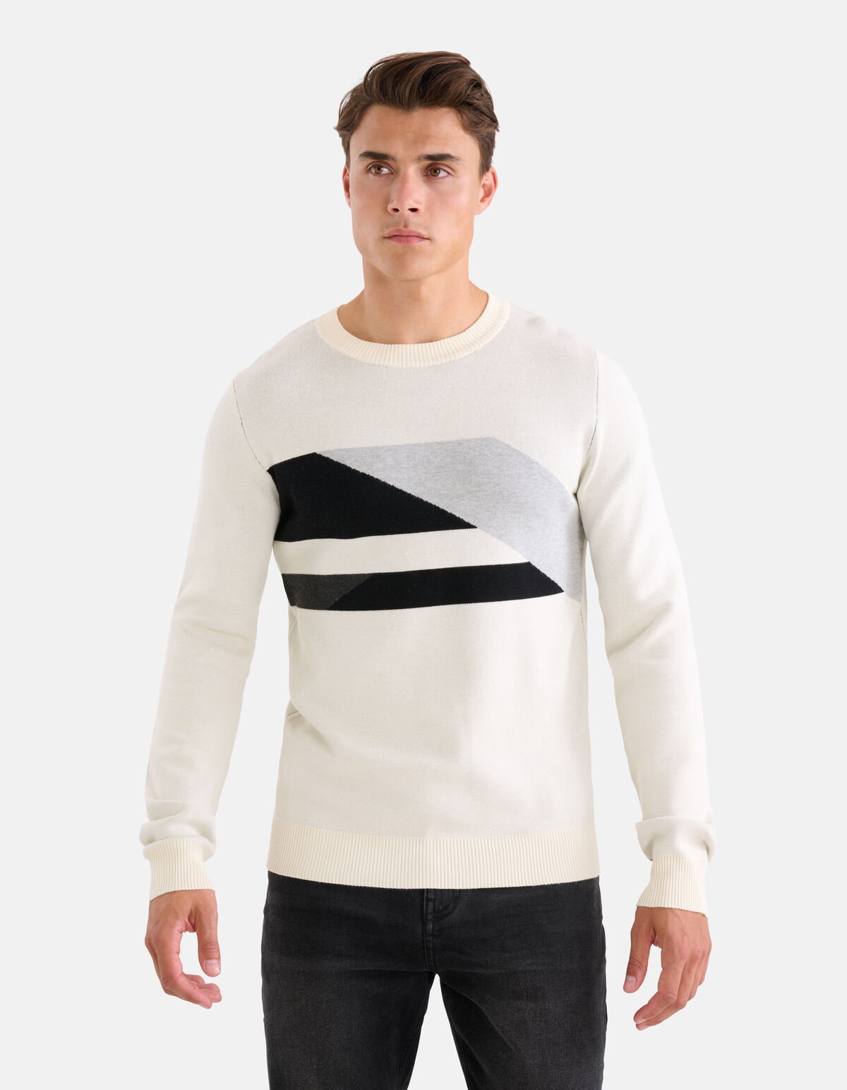 Grafik-Jacquard-Pullover Off White SHOEBY MEN