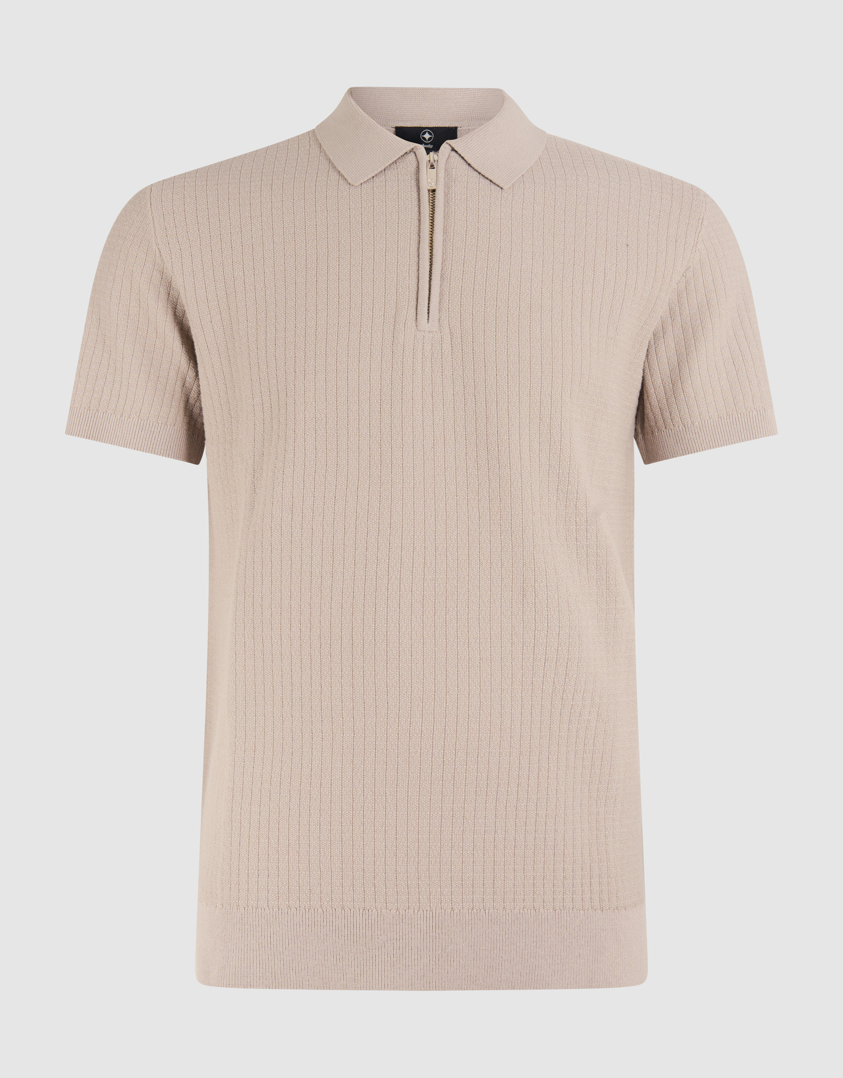 Strick-Polo mit Rei&szlig;verschluss Hellbraun SHOEBY MEN