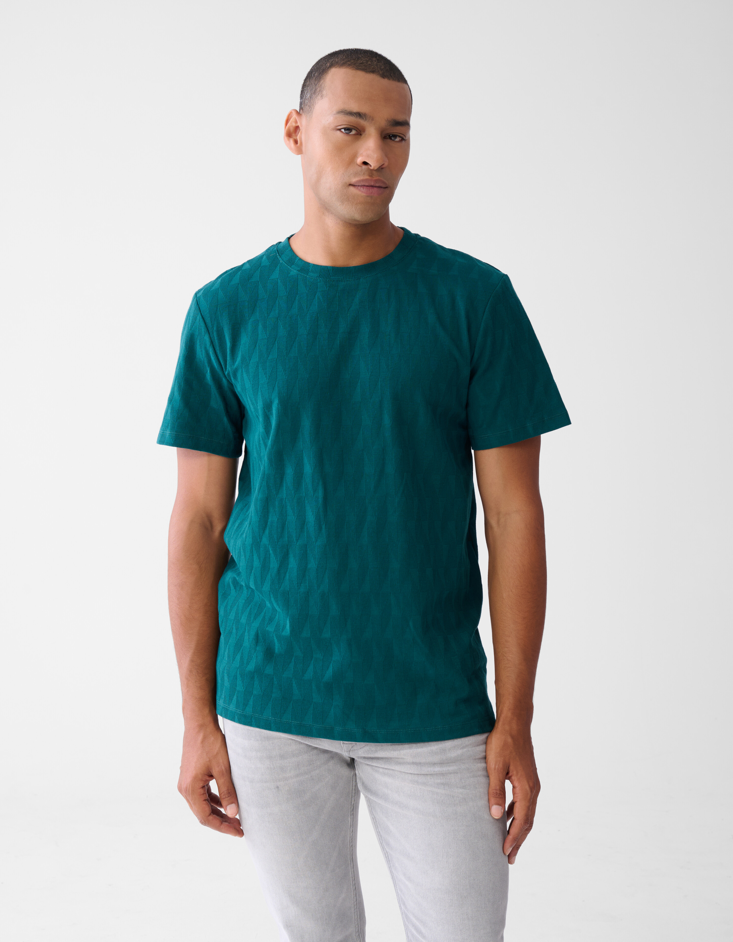 Jacquard-T-Shirt Dunkelgrün SHOEBY MEN