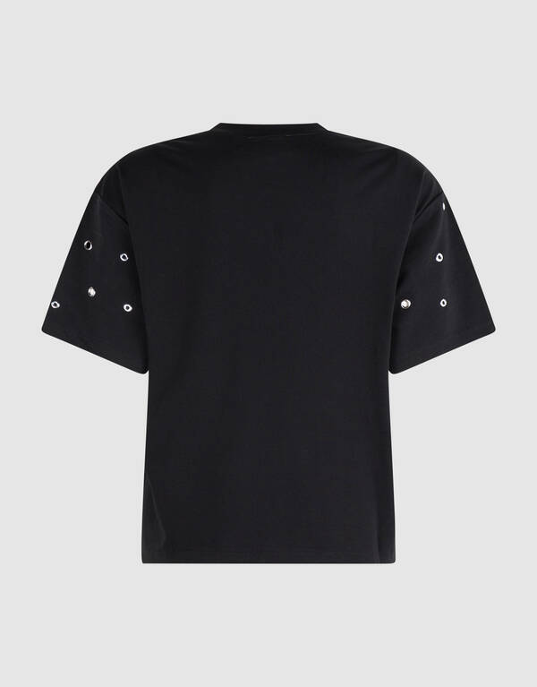 Schwarzes Lochstickerei-T-Shirt SHOEBY WOMEN