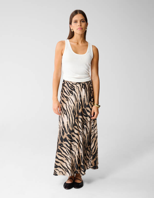 Satin Tiger Maxirock Braun SHOEBY WOMEN