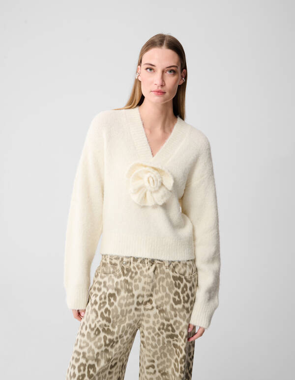 Blumenpullover in Off-White SHOEBY WOMEN