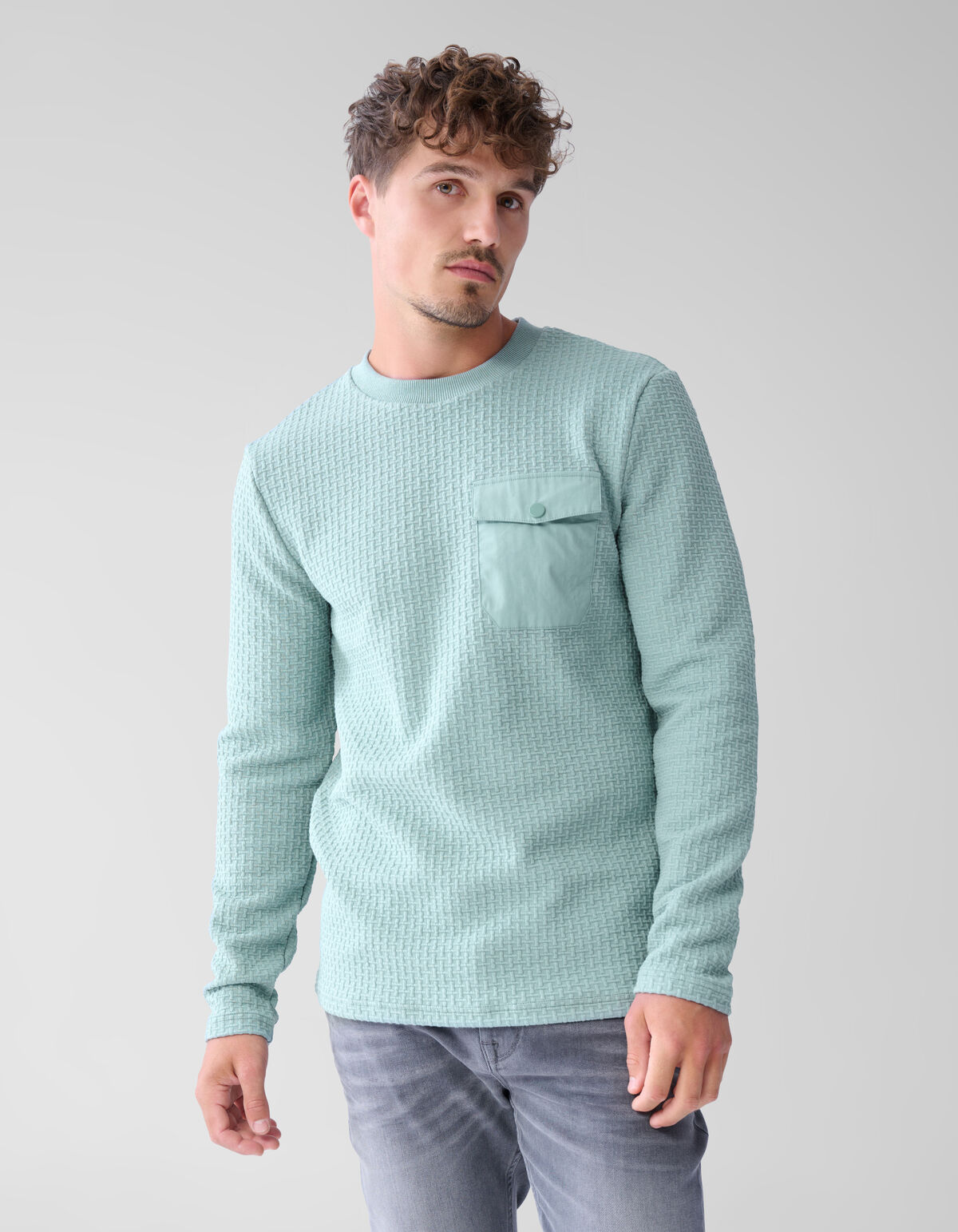 Struktur-Taschen-Pullover Blau SHOEBY MEN