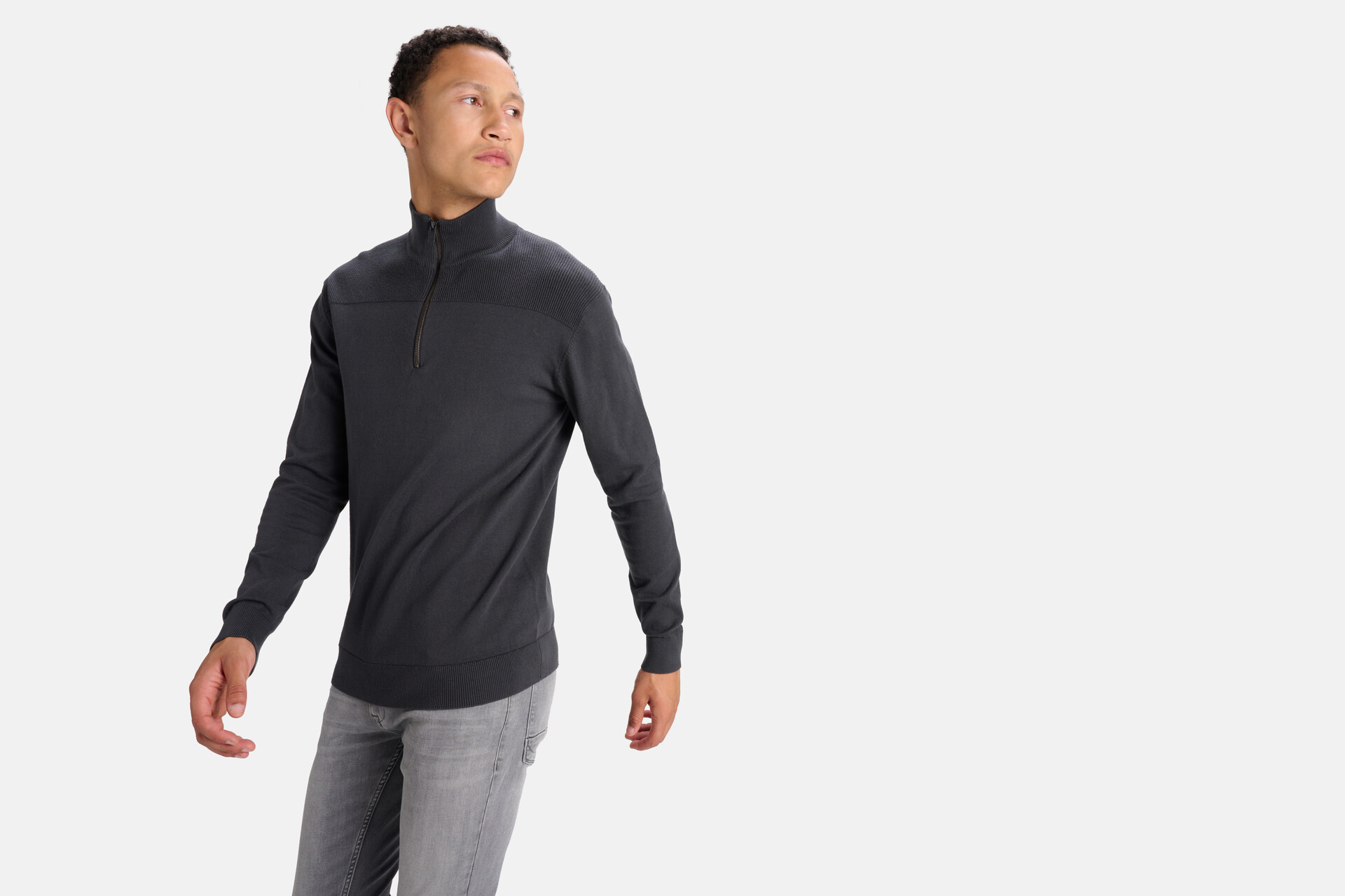 Pullover mit Reißverschluss Anthrazit SHOEBY MEN