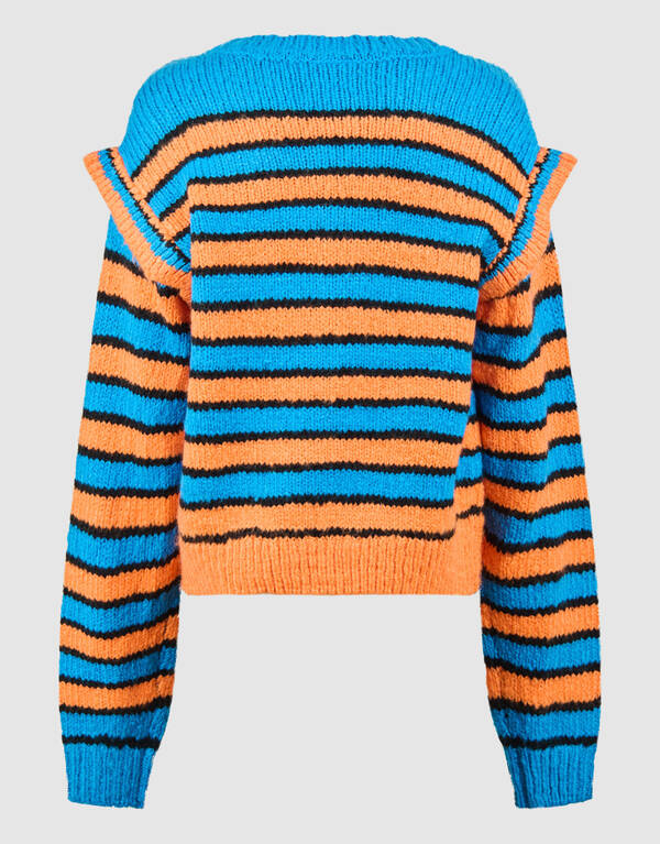 Rüschestreifen Pullover Blau/Orange SHOEBY GIRLS