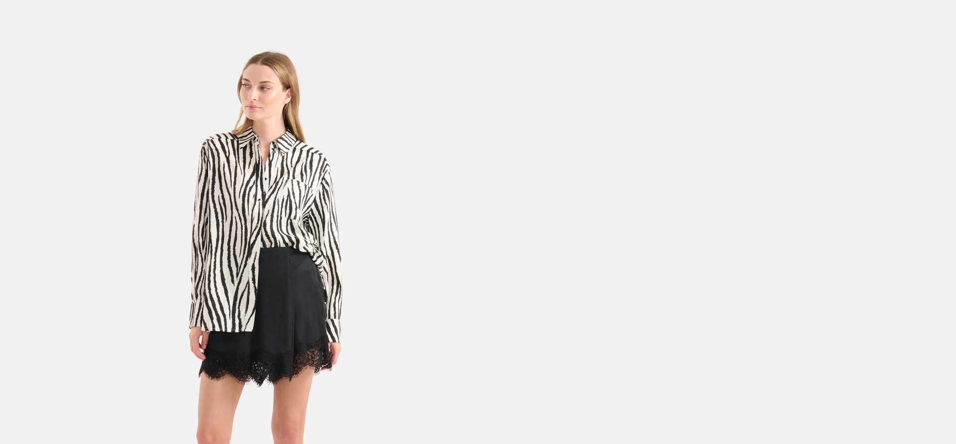 Bluse mit Zebradruck Schwarz/Weiß SHOEBY WOMEN