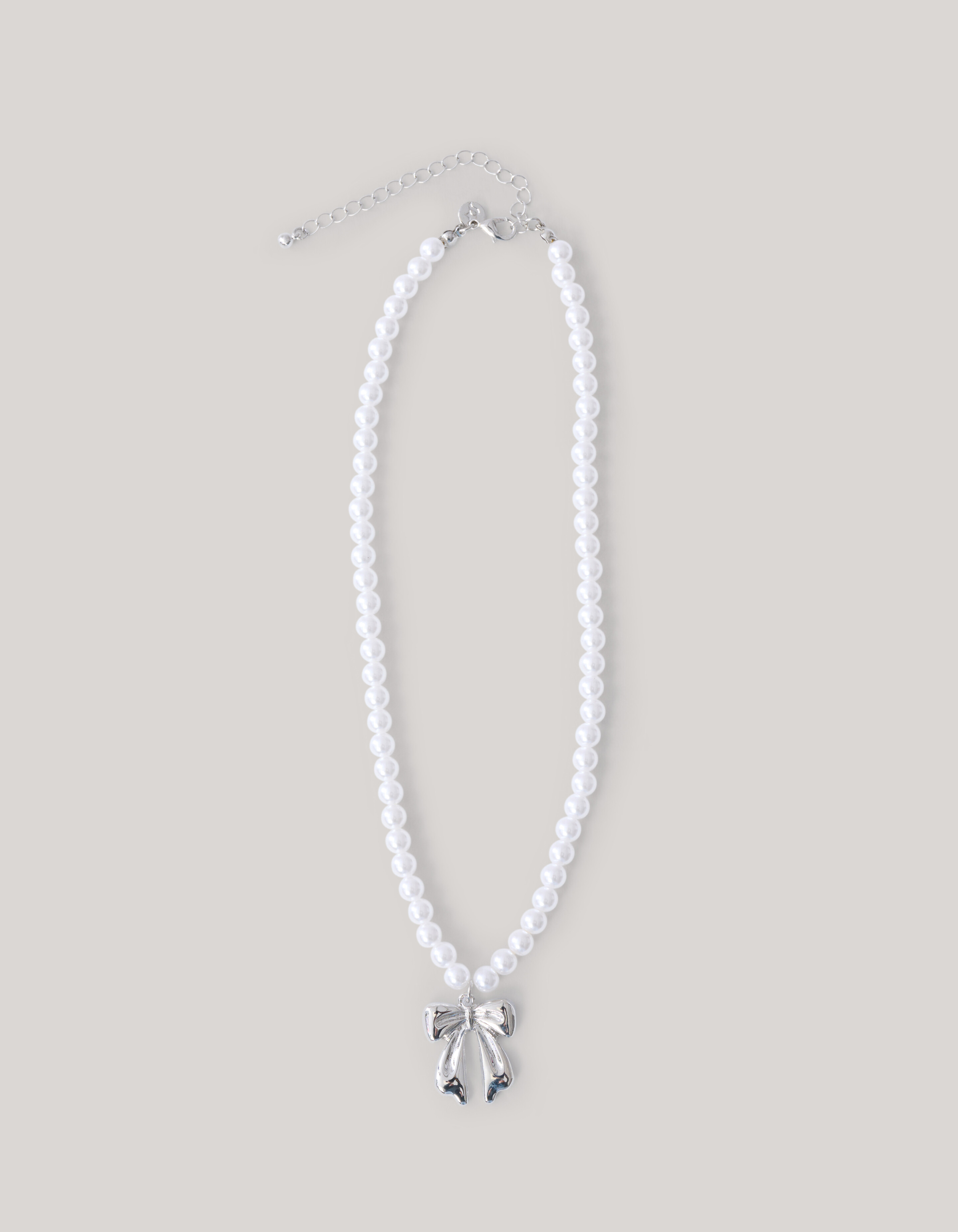Schleife Perlenkette Silber SHOEBY ACCESSOIRES