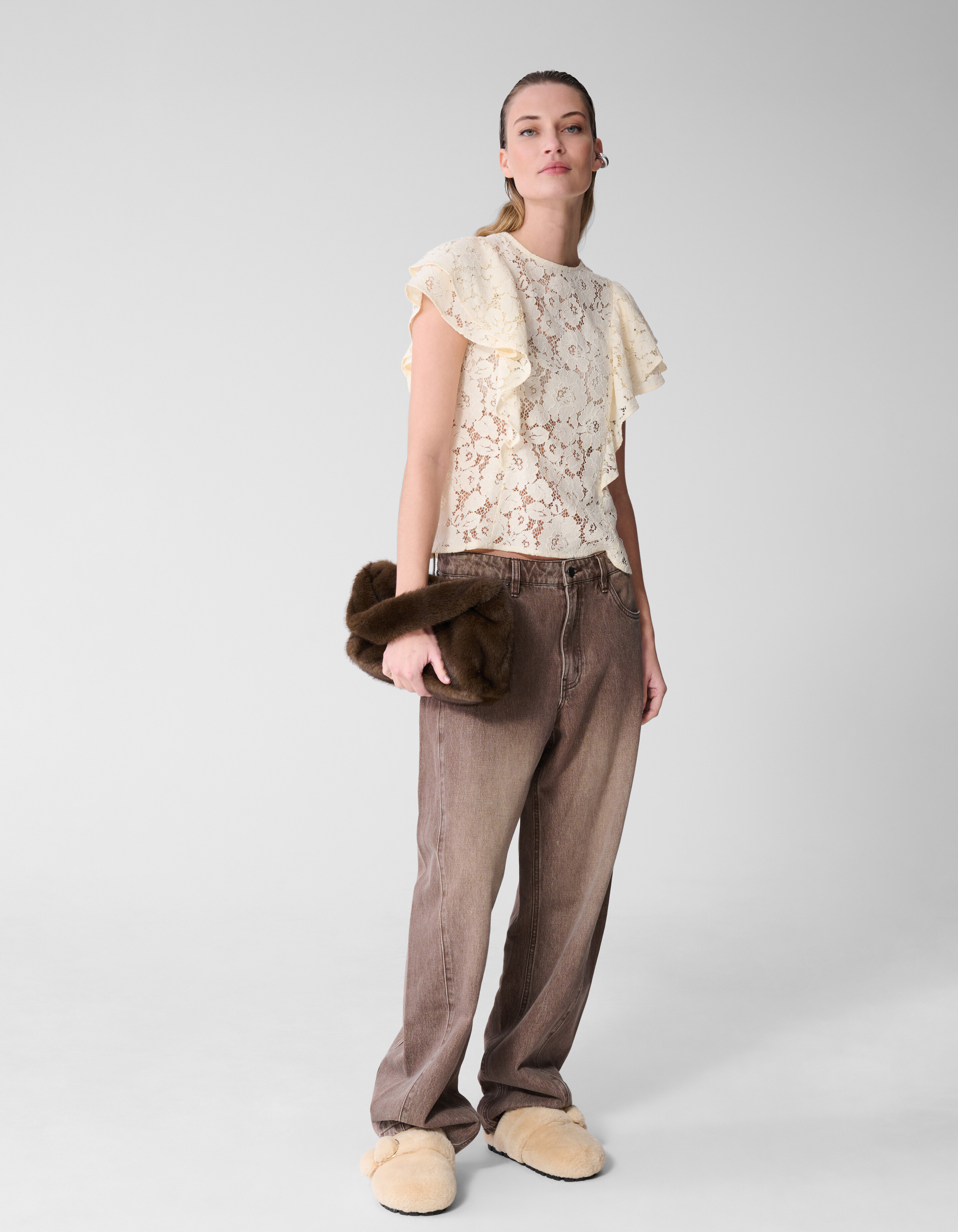 Kanten R&uuml;schentop Gebrochen Wei&szlig; SHOEBY WOMEN