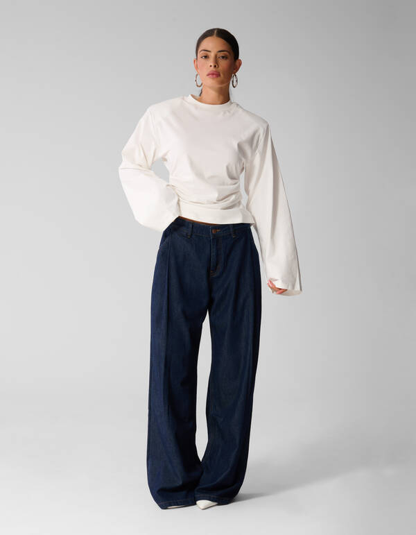 Jeans im Pleated Wide Leg Fit Dunkelblau SHOEBY WOMEN