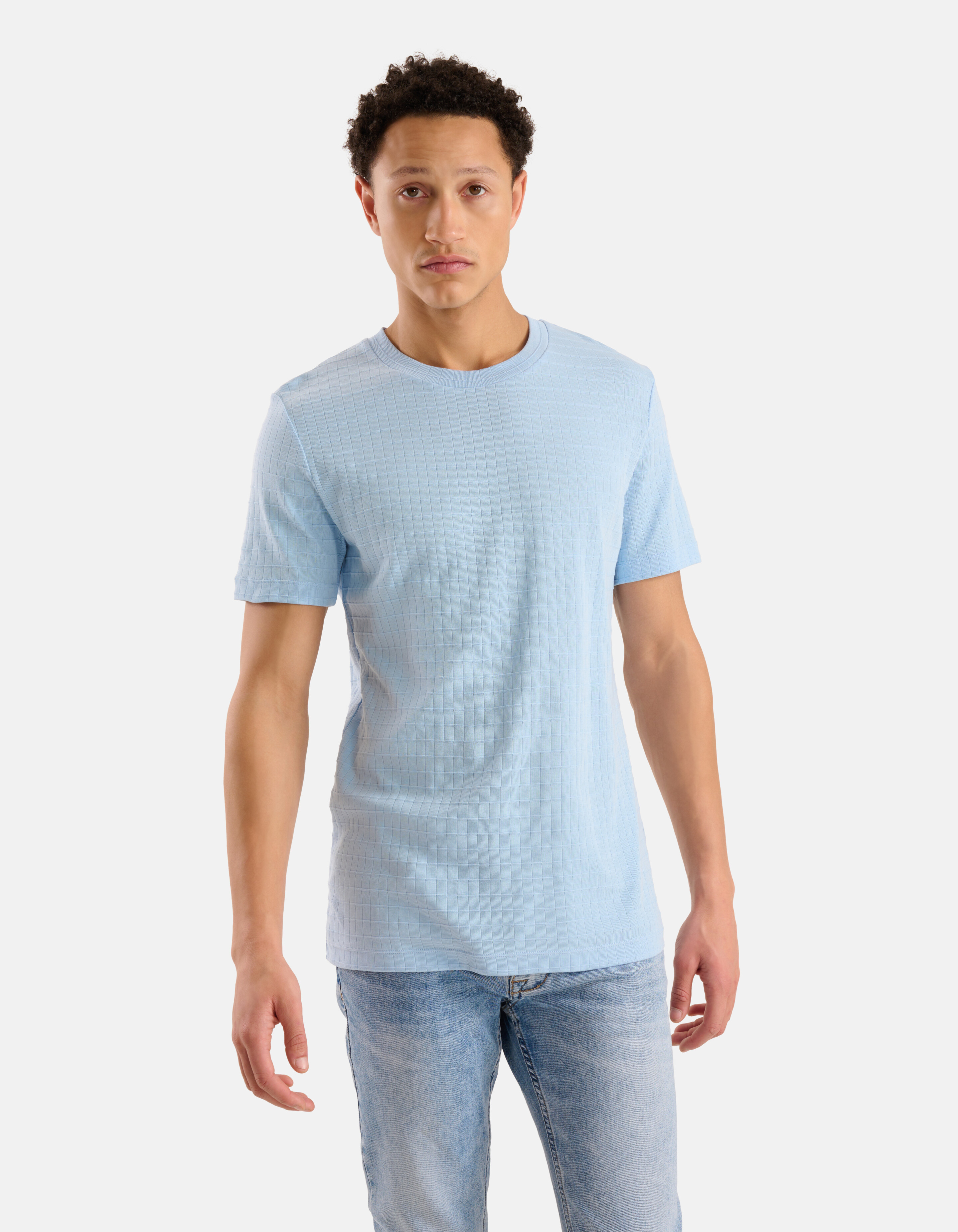 Struktur-T-Shirt Hellblau SHOEBY MEN