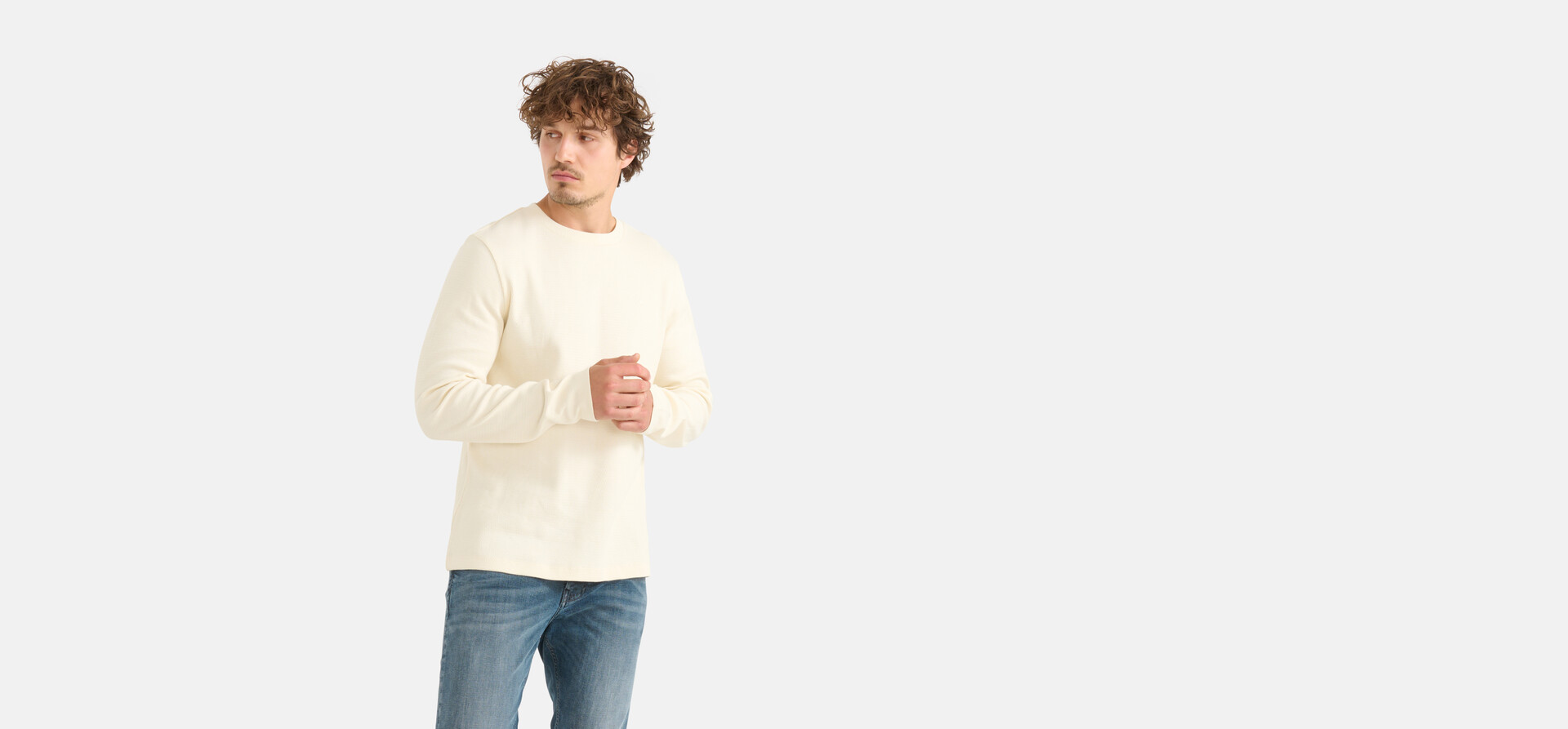 Texturiertes Langarmshirt Off White SHOEBY MEN