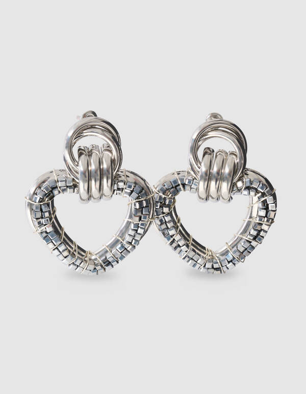 Perlenherz-Ohrringe Silber SHOEBY ACCESSOIRES